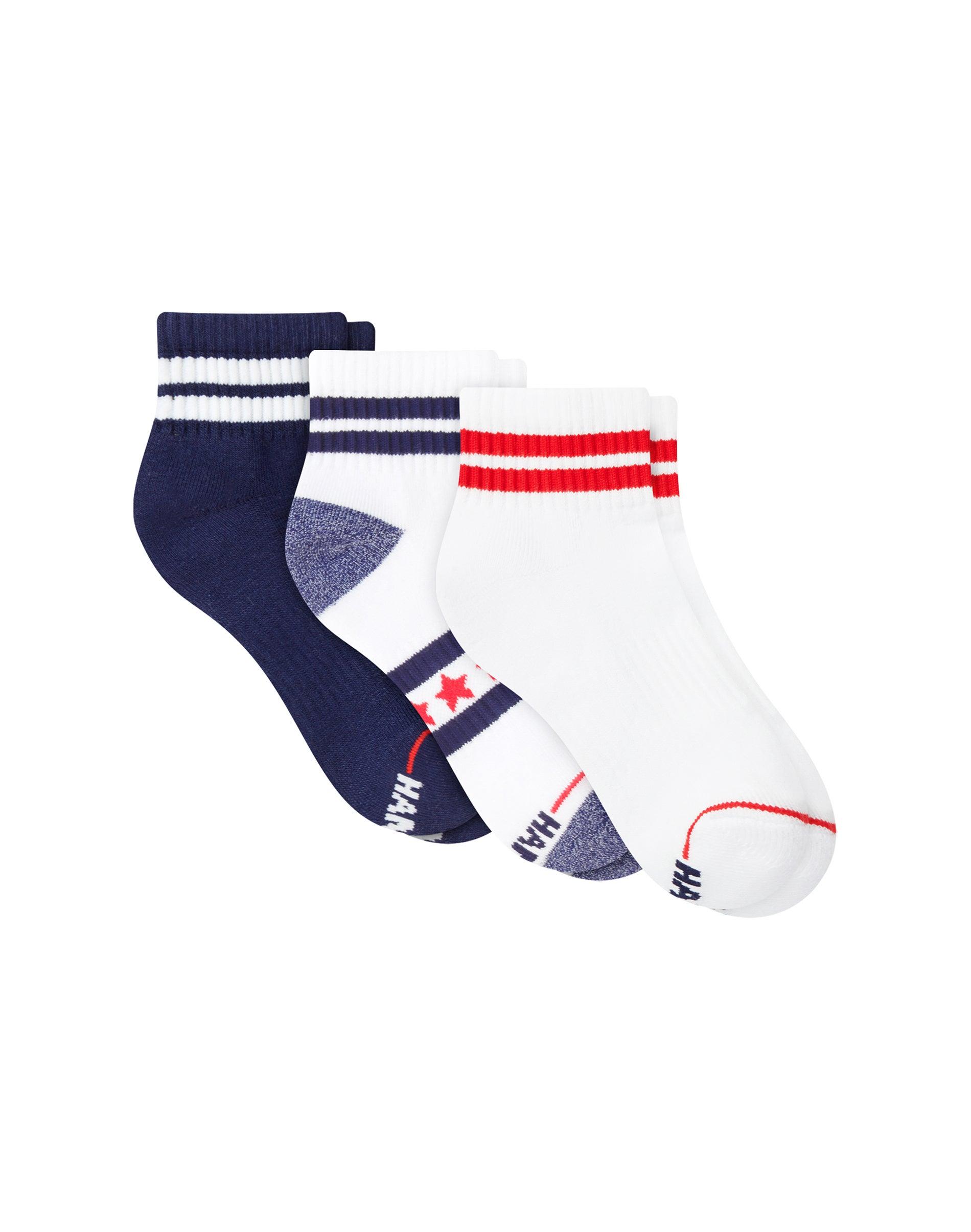 hanes americana unisex ankle socks pack, 3-pack, moisture wicking, cushioned