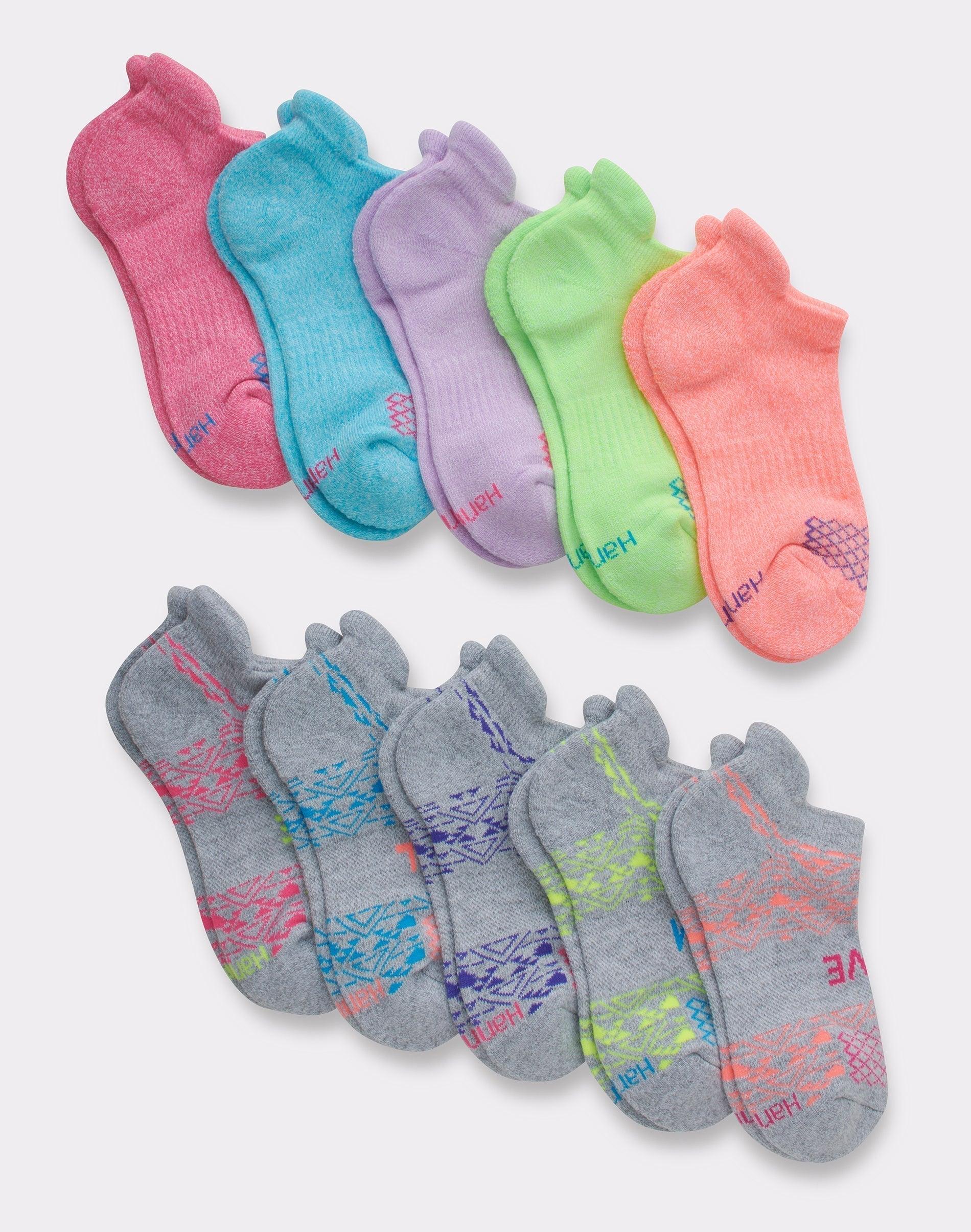 hanes comfort fit girls' heel shield socks, 10-pairs