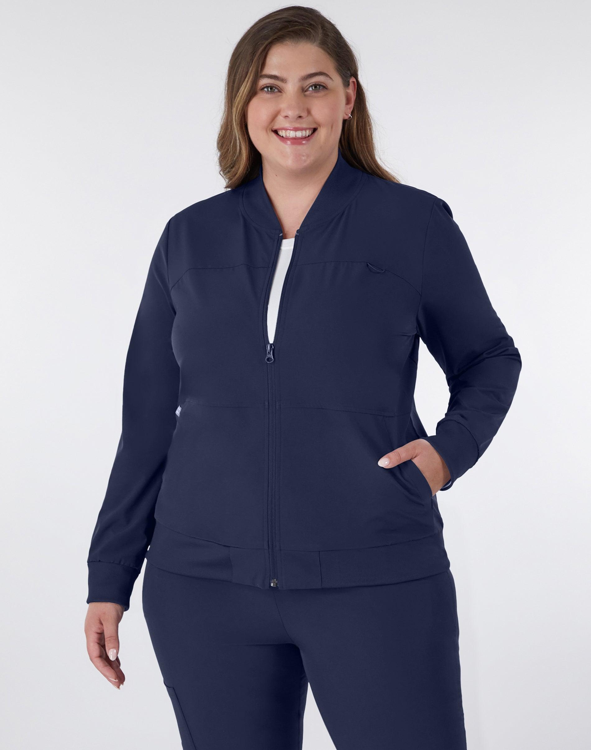 hanes comfort fit scrubs women's scrub bomber jacket athletic