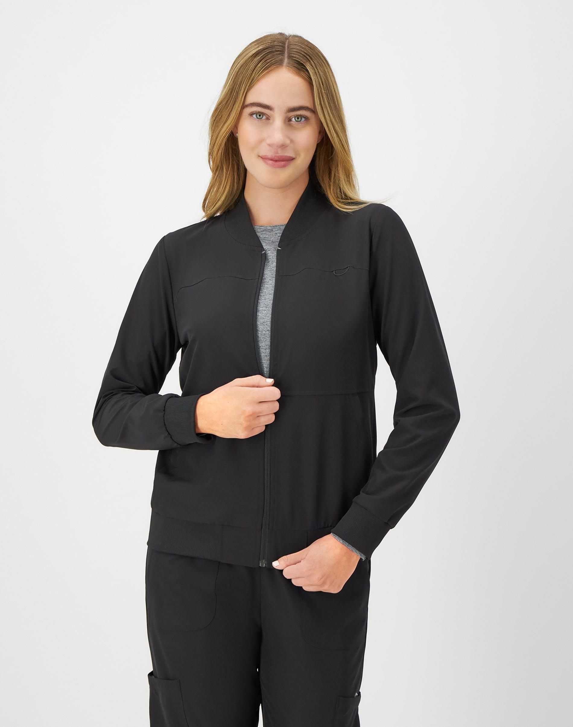 hanes comfort fit scrubs women's scrub bomber jacket new ebony xs