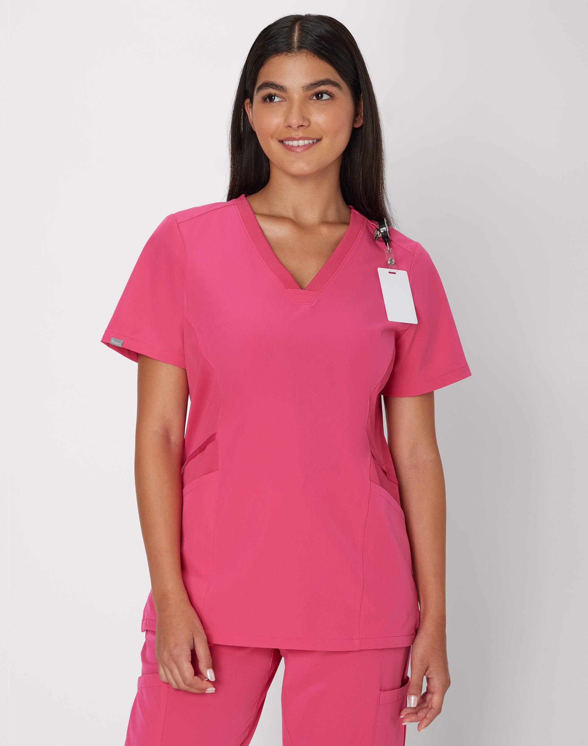 hanes comfort fit scrubs women's scrub top fuchsia