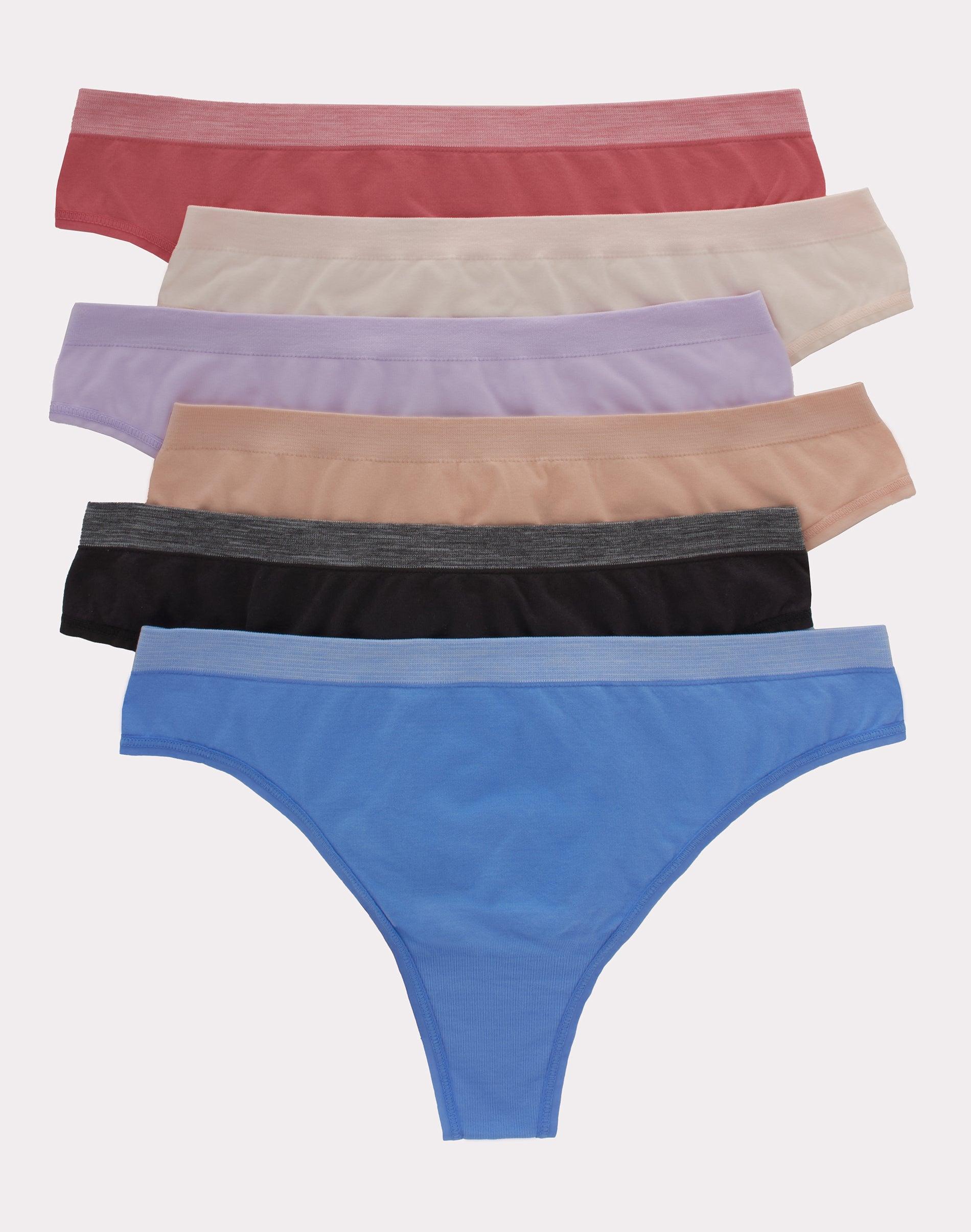 hanes comfort flex fit women's seamless thong underwear, 6-pack