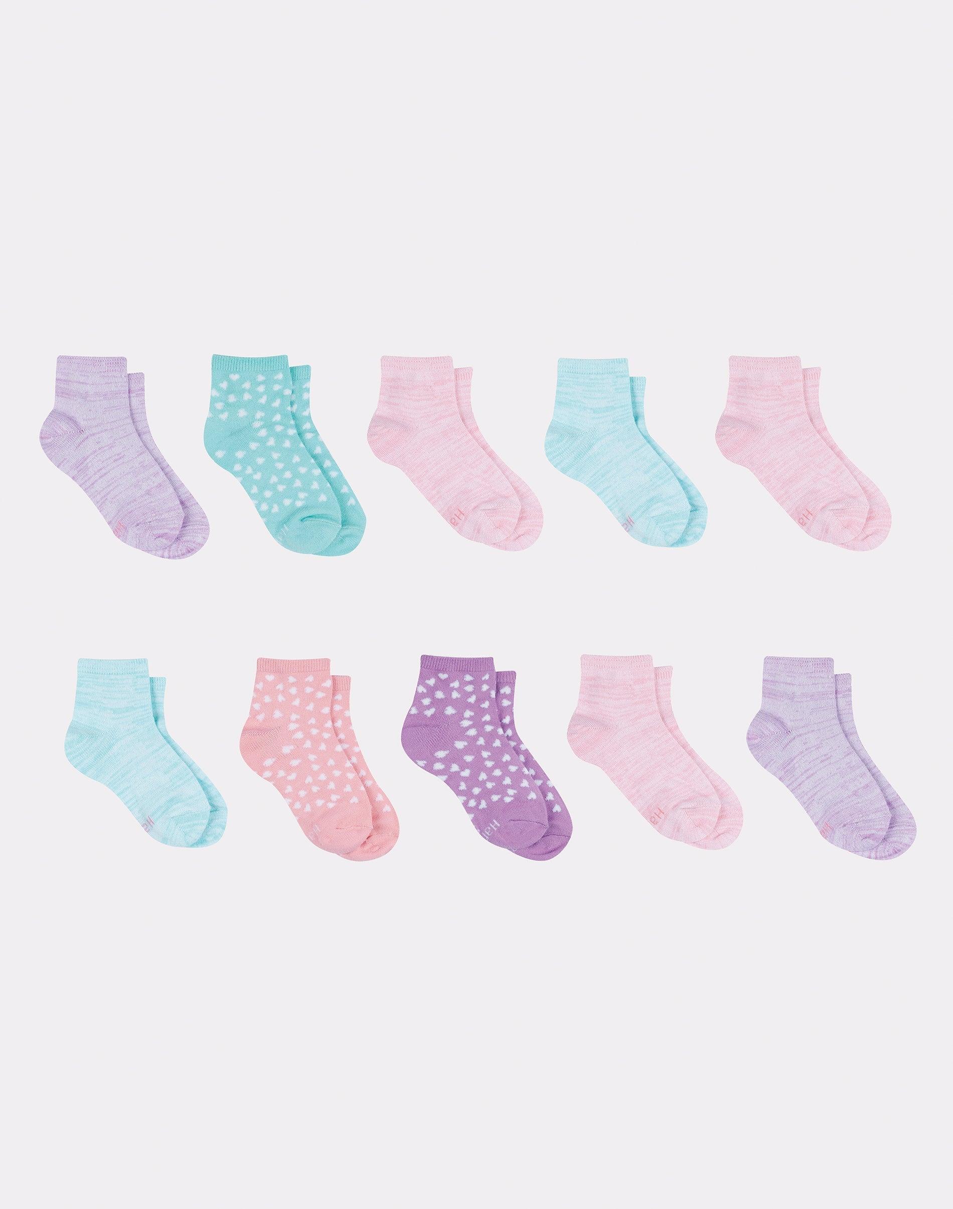 hanes comfort soft girls' ankle socks, 10-pairs
