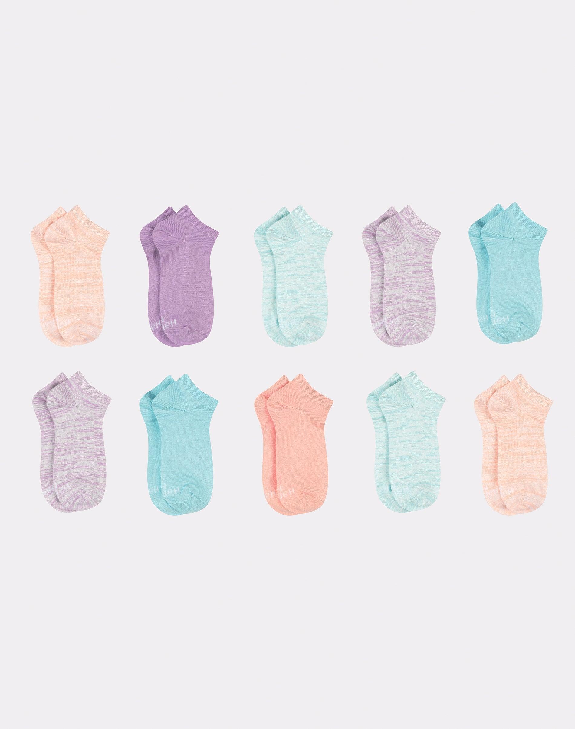 hanes comfort soft girls' no show socks, 10-pairs