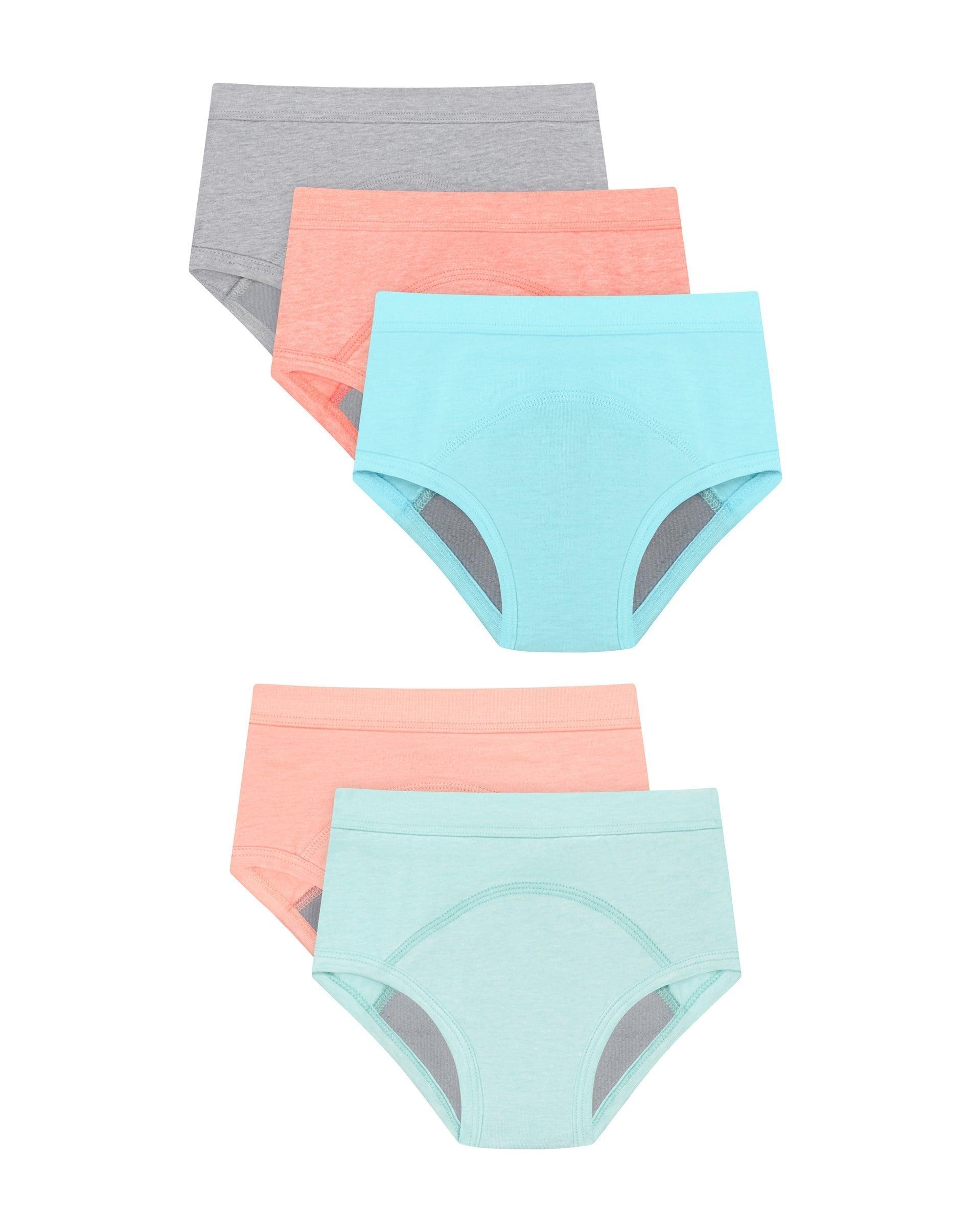 hanes confident nights toddler girls' heavy absorbency underwear briefs pack, 5-pack, cotton, odor control, solids