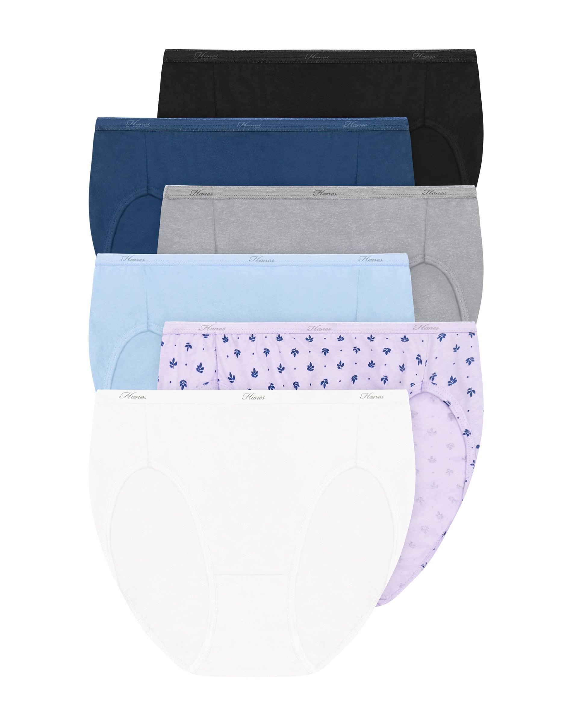 hanes cool comfort women's cotton hi-cut underwear, 6-pack assorted 6