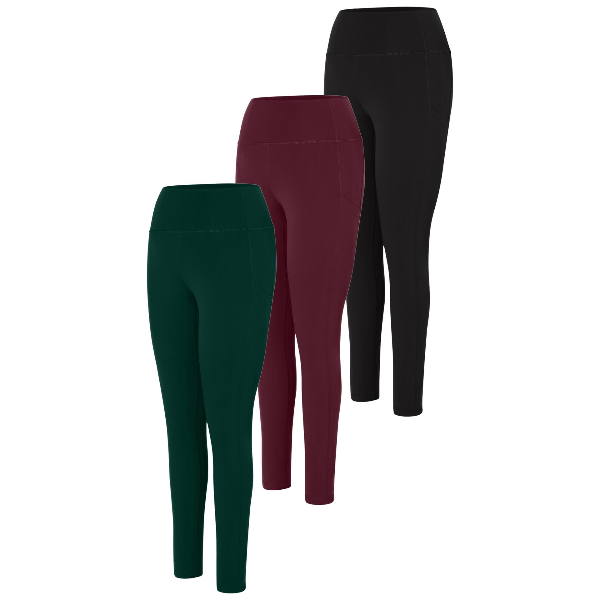 hanes cool dri women's legging, 3-pack, moisture-wicking performance black/maroon/deep