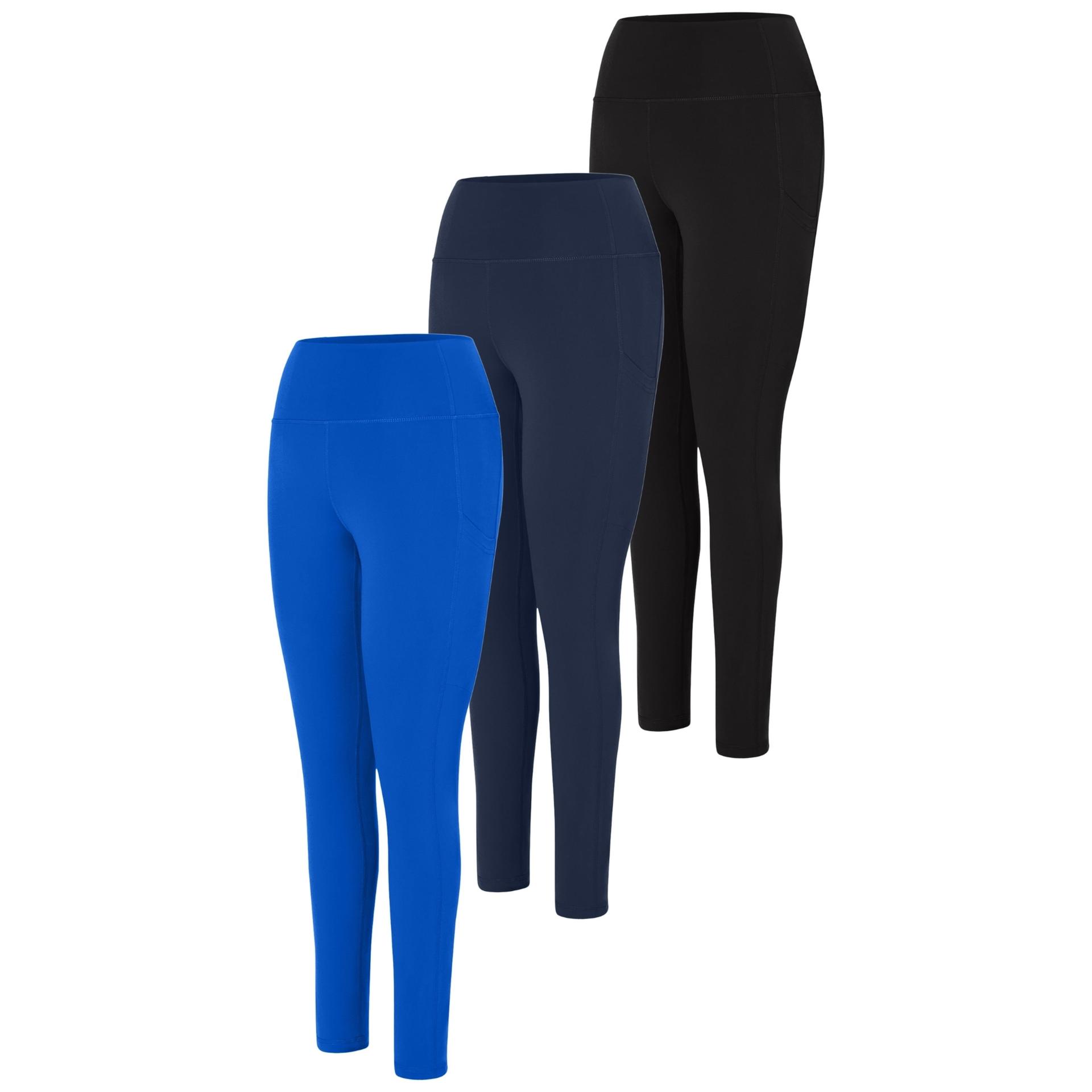 hanes cool dri women's legging, 3-pack, moisture-wicking performance black/navy/deep