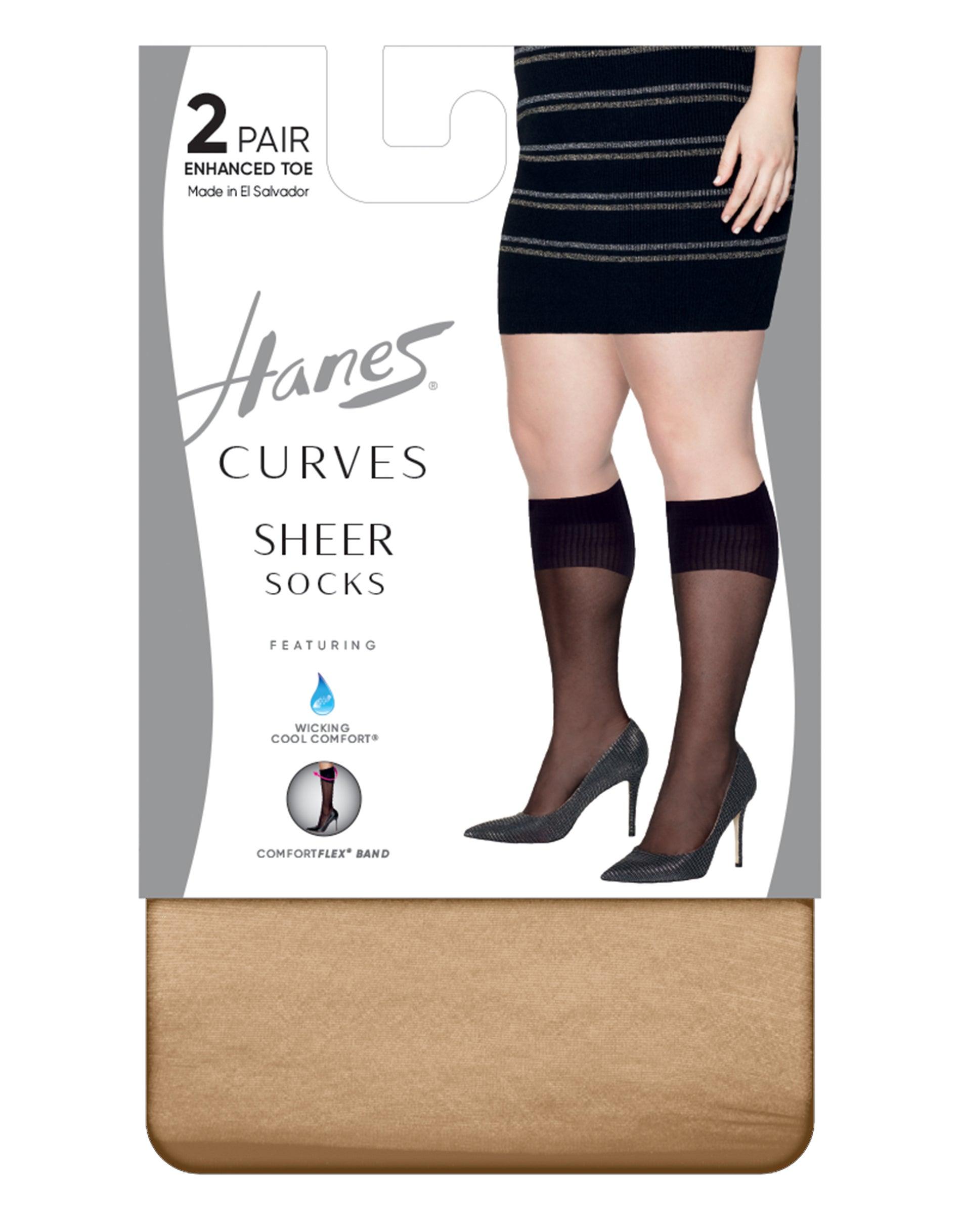 hanes curves women's sheer socks, 2-pairs