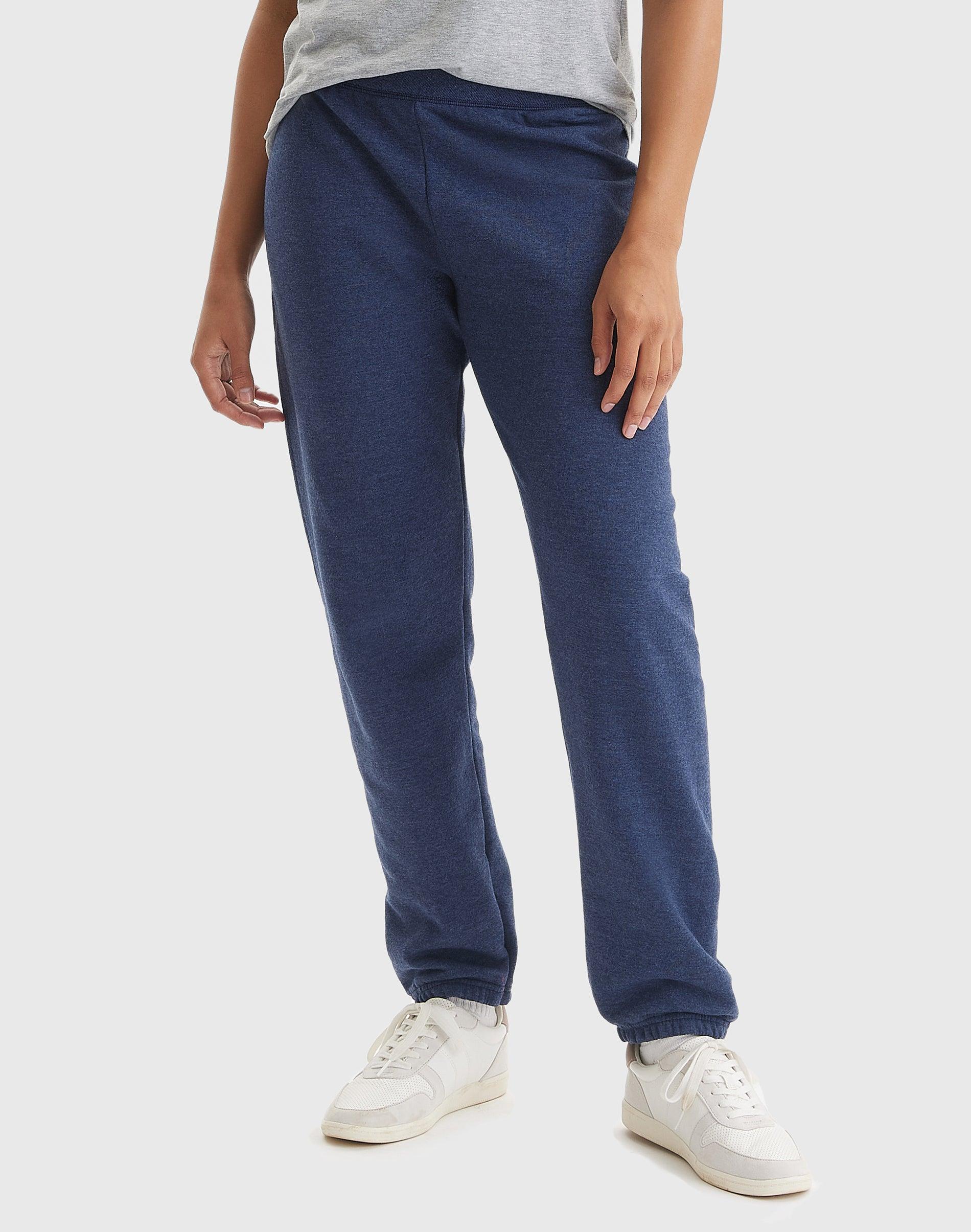 hanes ecosmart women's fleece sweatpants with cinched cuffs, 30" navy