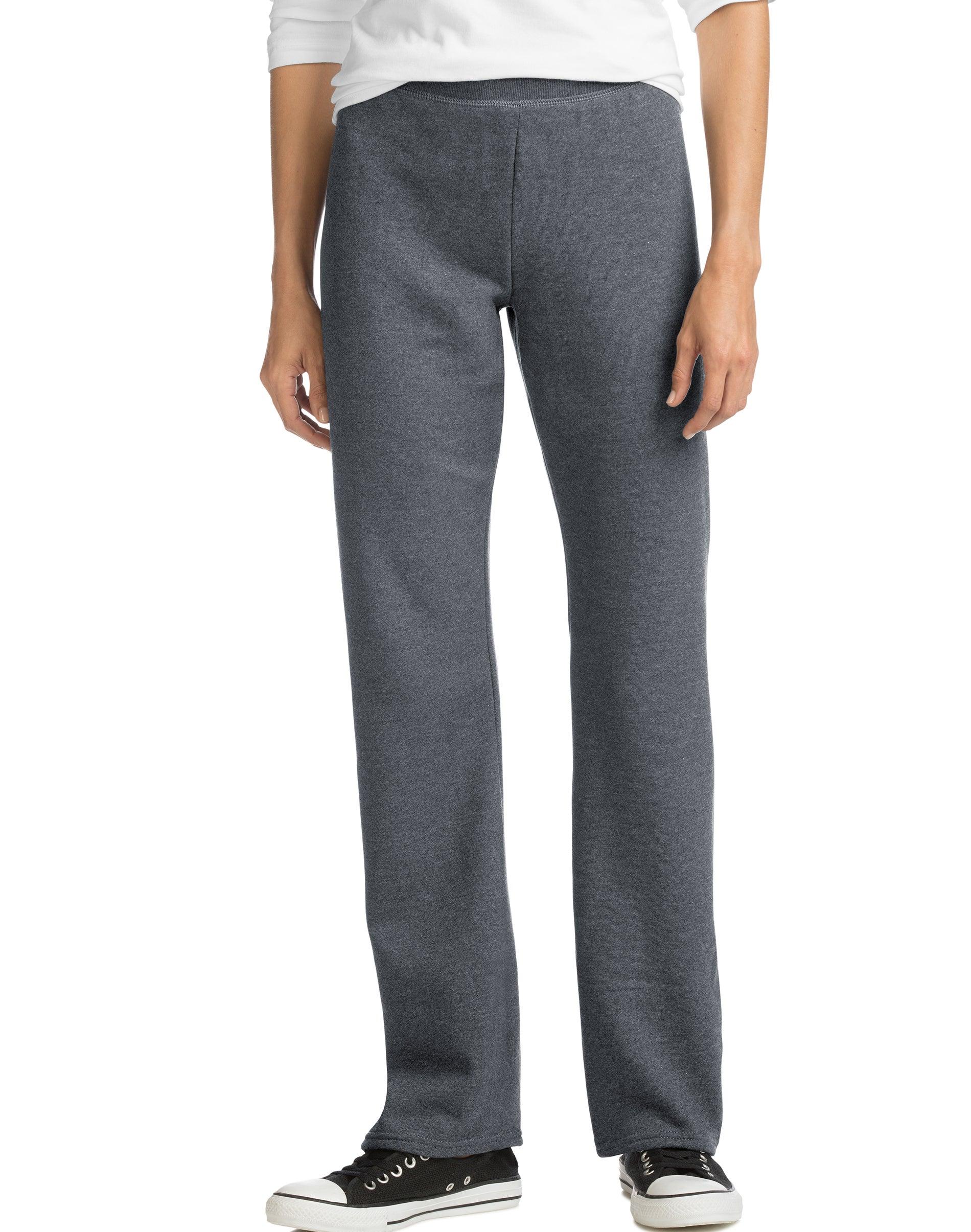 hanes ecosmart women's fleece sweatpants with open bottom legs, 28.5" (petite size) slate