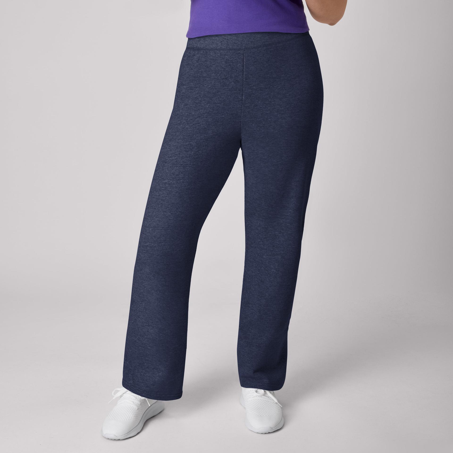 hanes ecosmart women's fleece sweatpants with open bottom legs, 30.5" navy