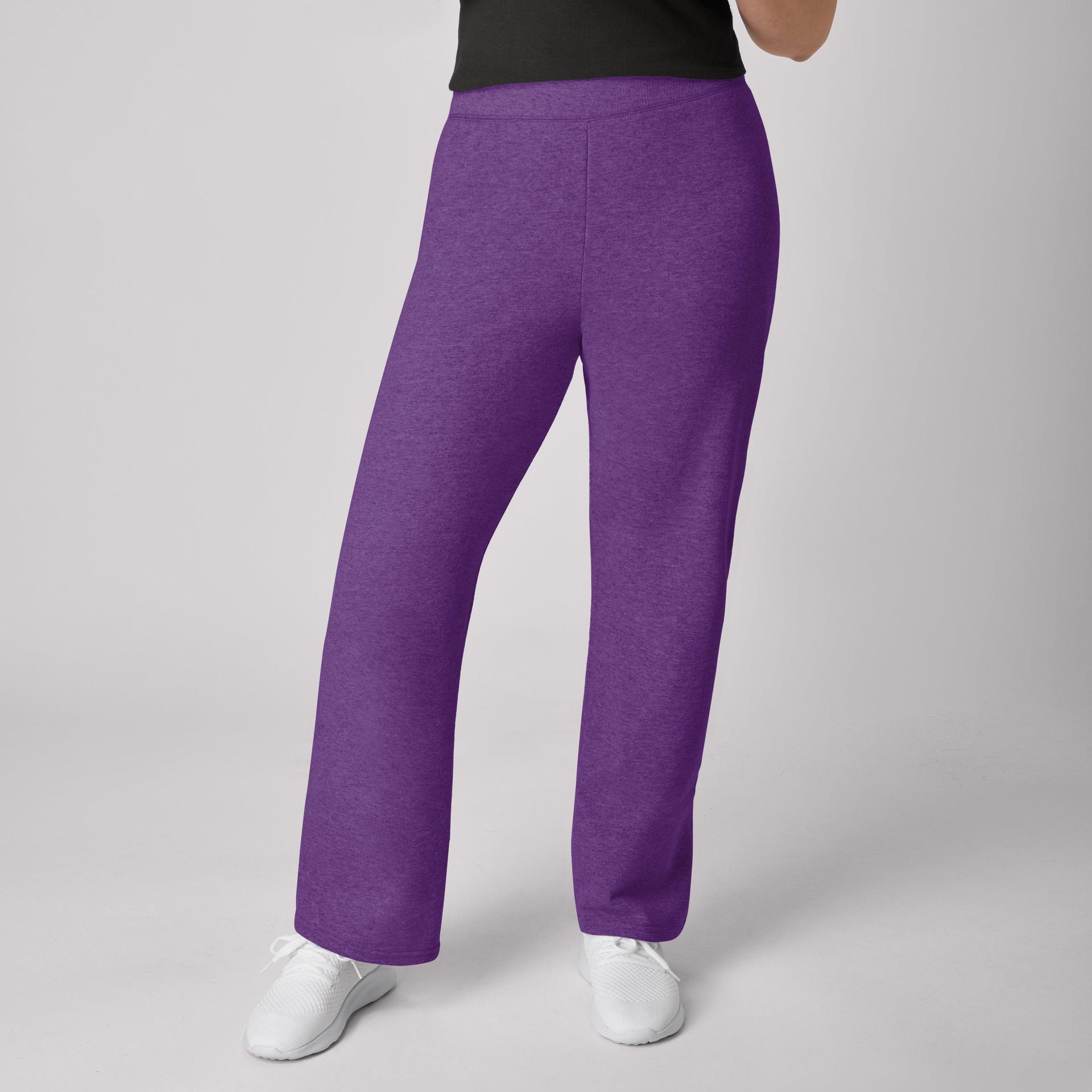 hanes ecosmart women's fleece sweatpants with open bottom legs, 30.5" violet splendor