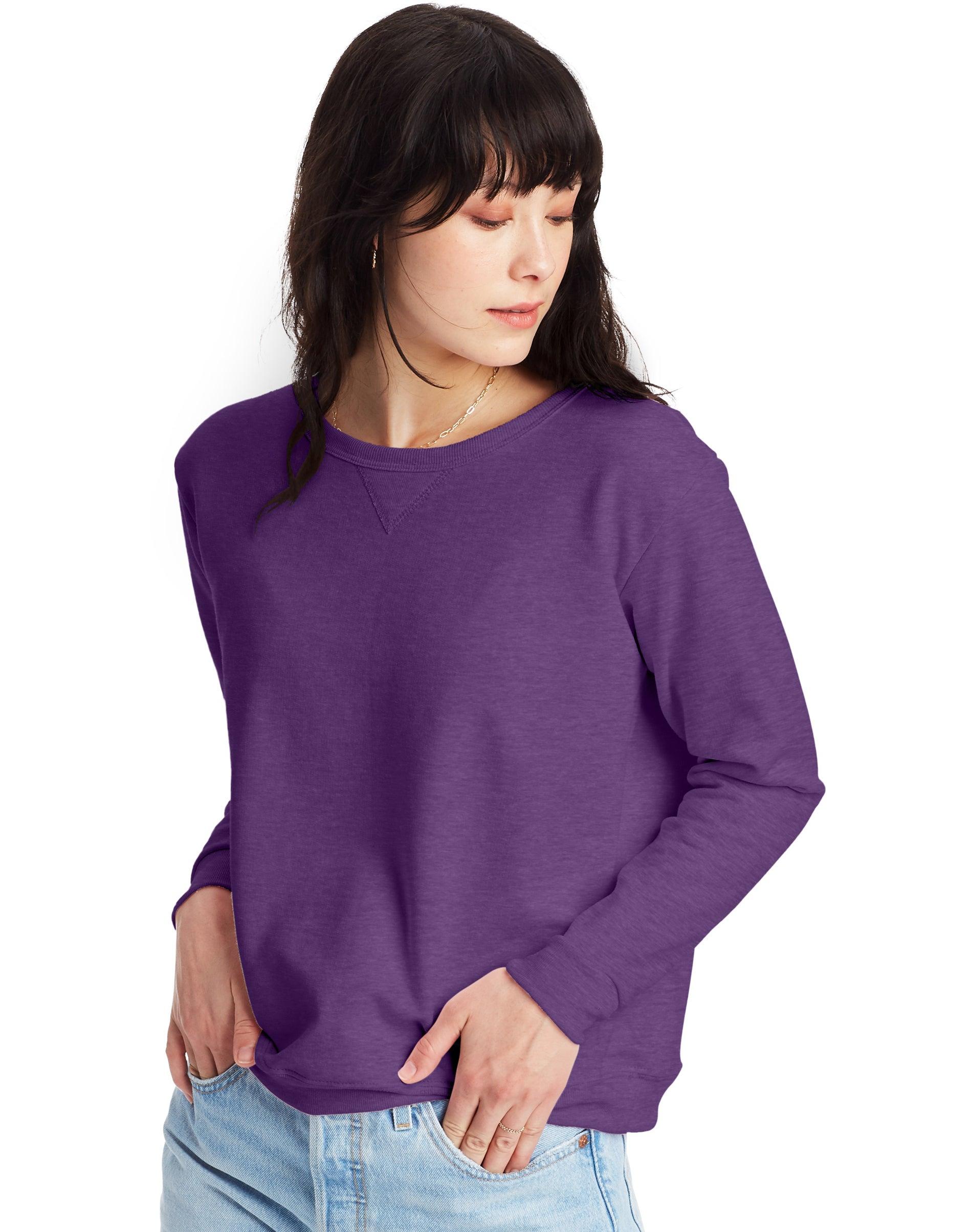 hanes ecosmart women's fleece sweatshirt, v-notch violet splendor