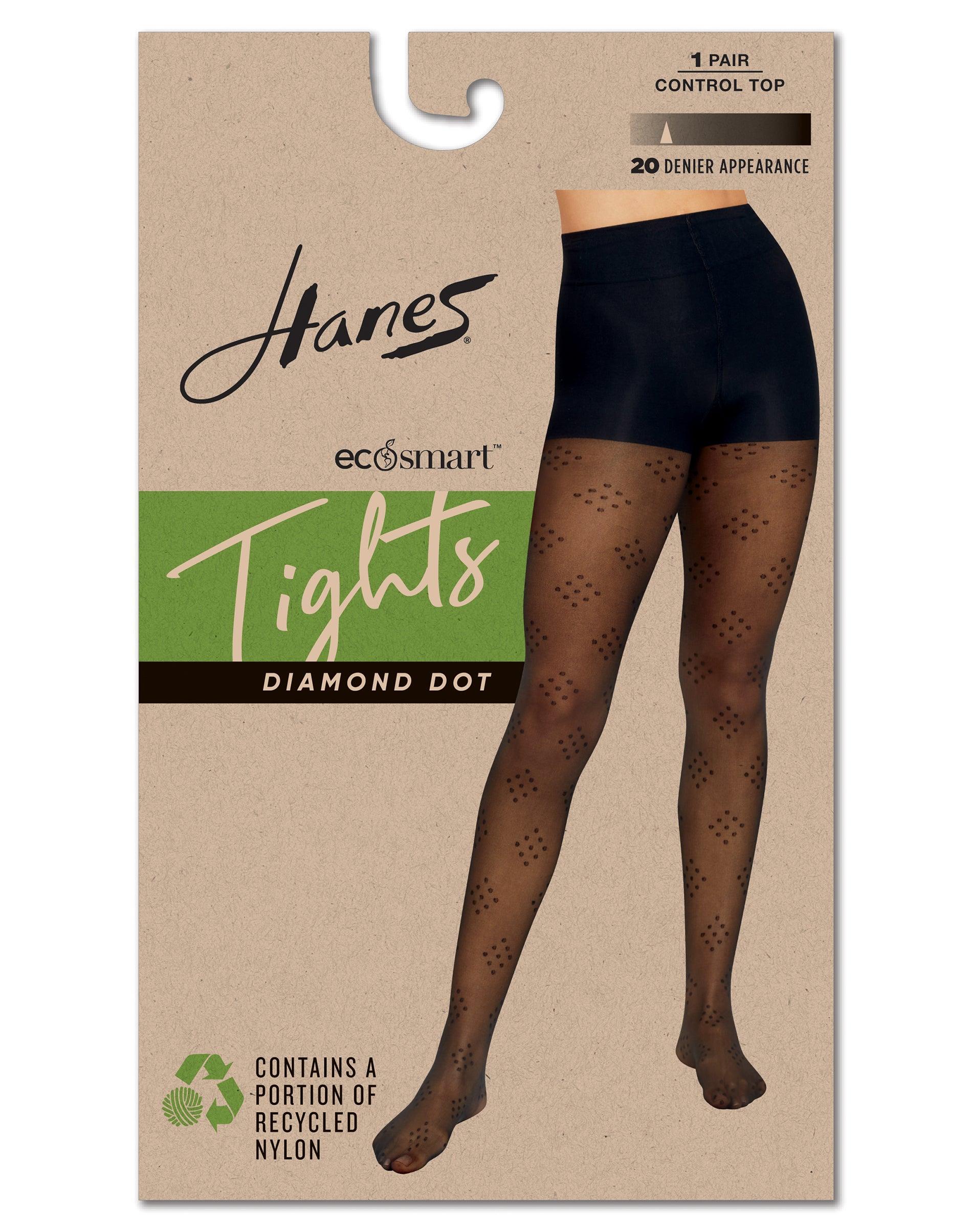 hanes ecosmart women's sheer control top tights, diamond dot