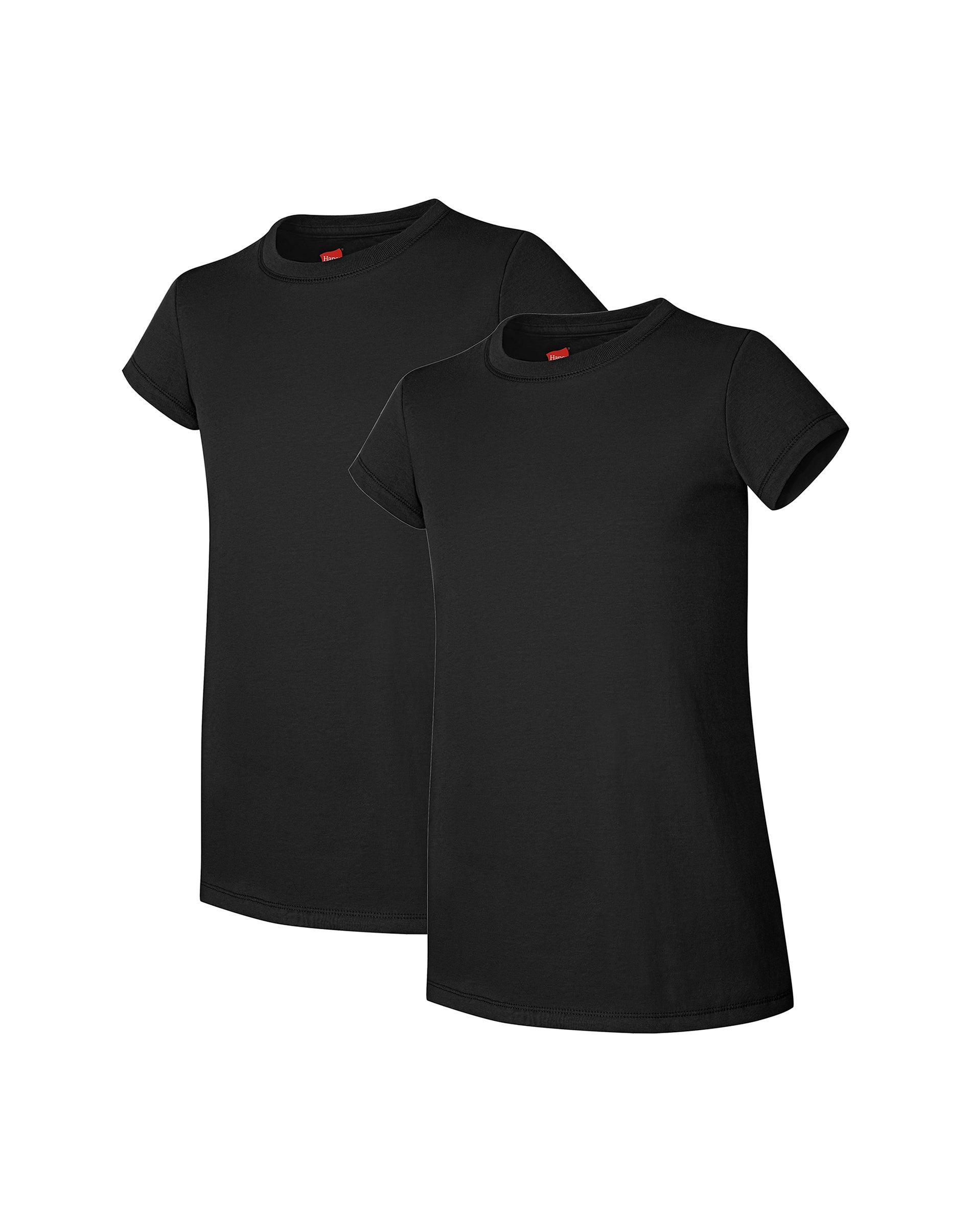 hanes essentials girls' cotton t-shirt, 2-pack