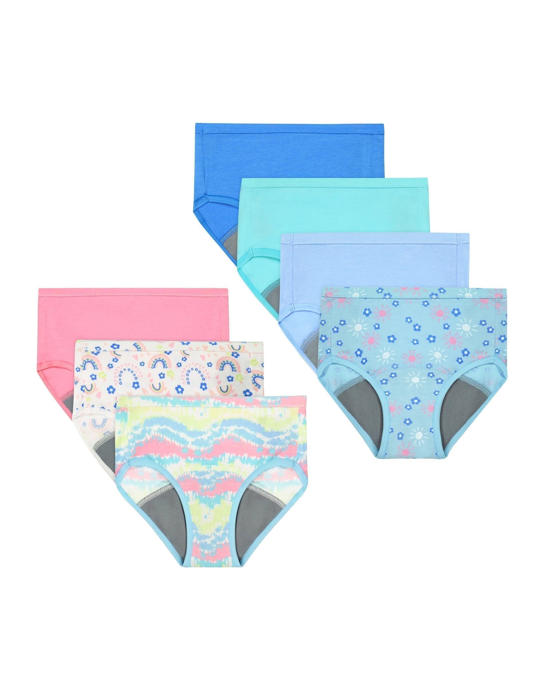 hanes girl's potty trainer underwear briefs, 7-pack, moisture-wicking,