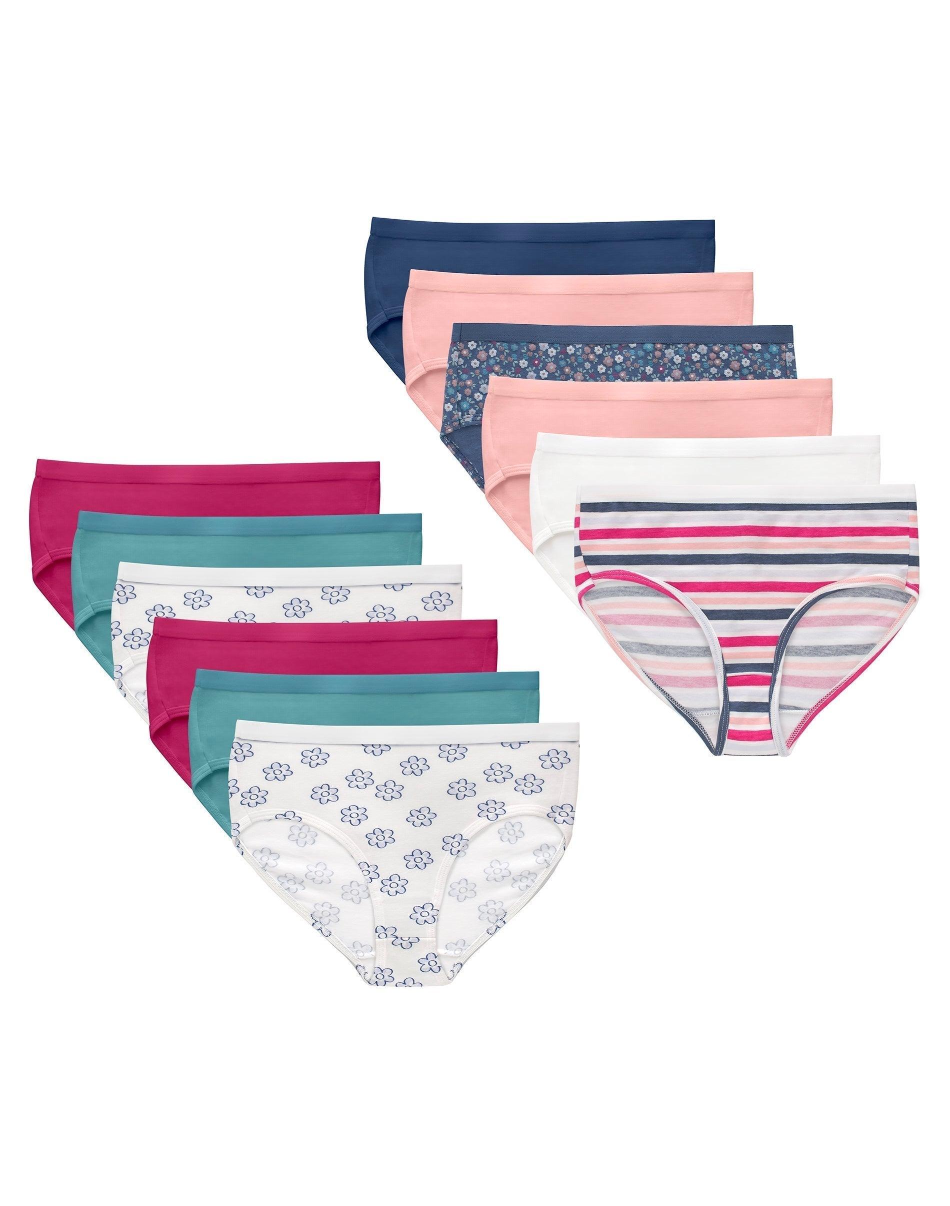 hanes girl's underwear briefs, 12-pack, cotton-stretch