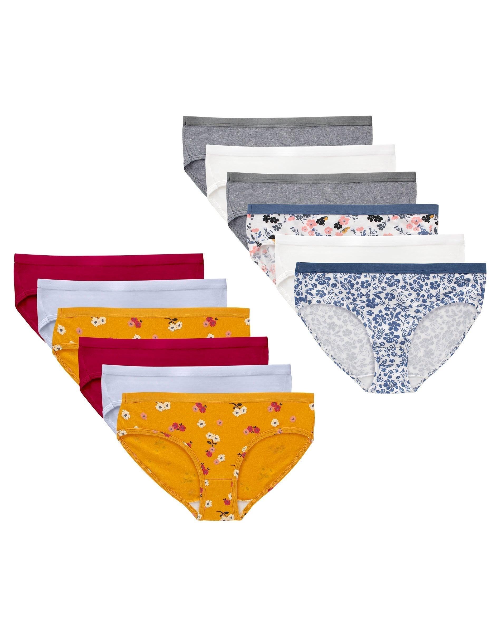 hanes girl's underwear hipsters, 12-pack, cotton-stretch