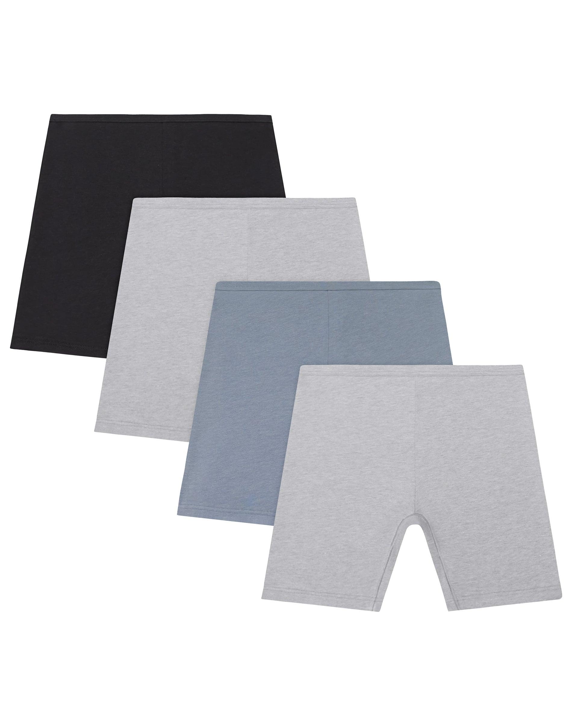 hanes girls' play shorts, 4-pack, cotton stretch, assorted solids