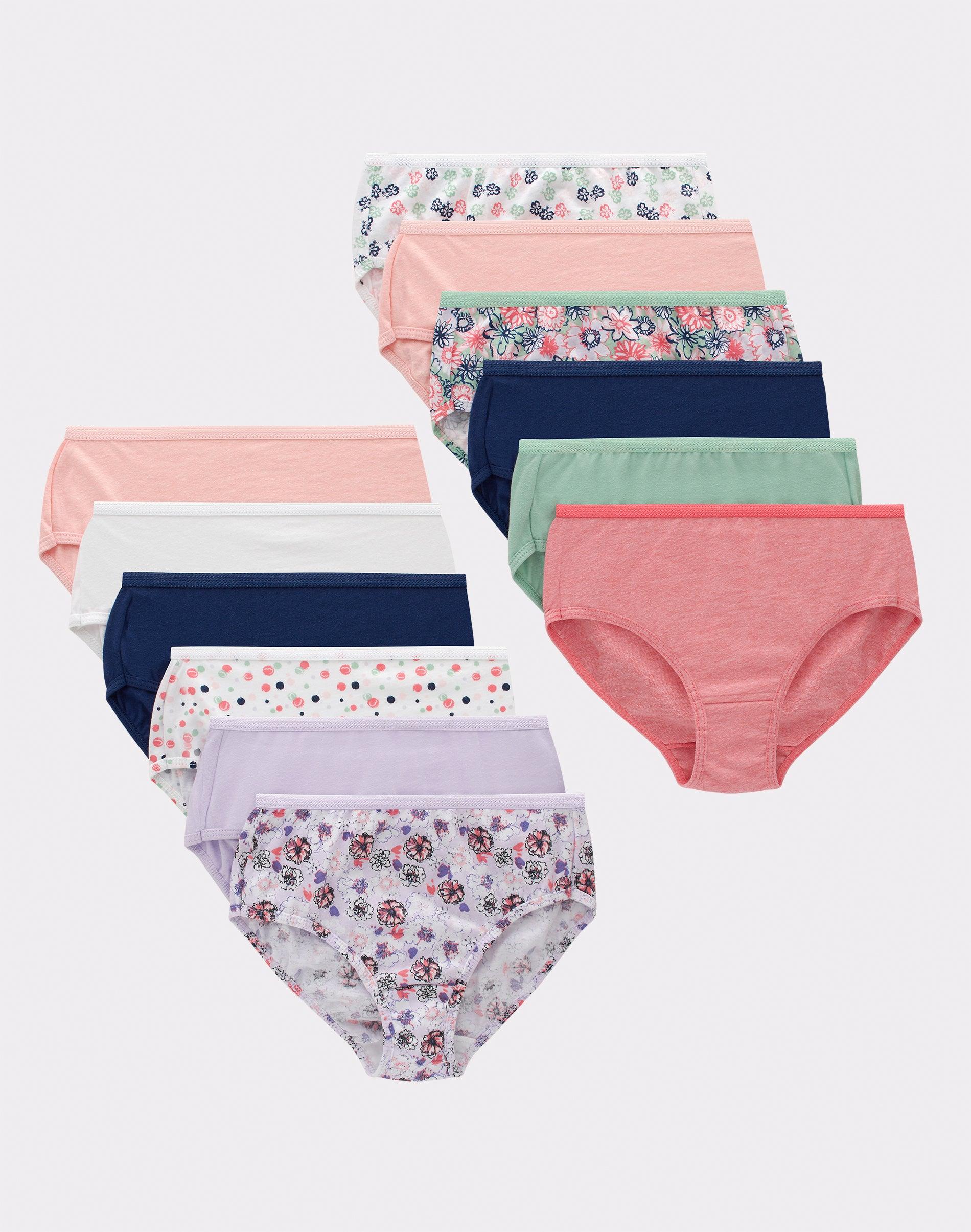 hanes girls' tagless brief underwear, 12-pack