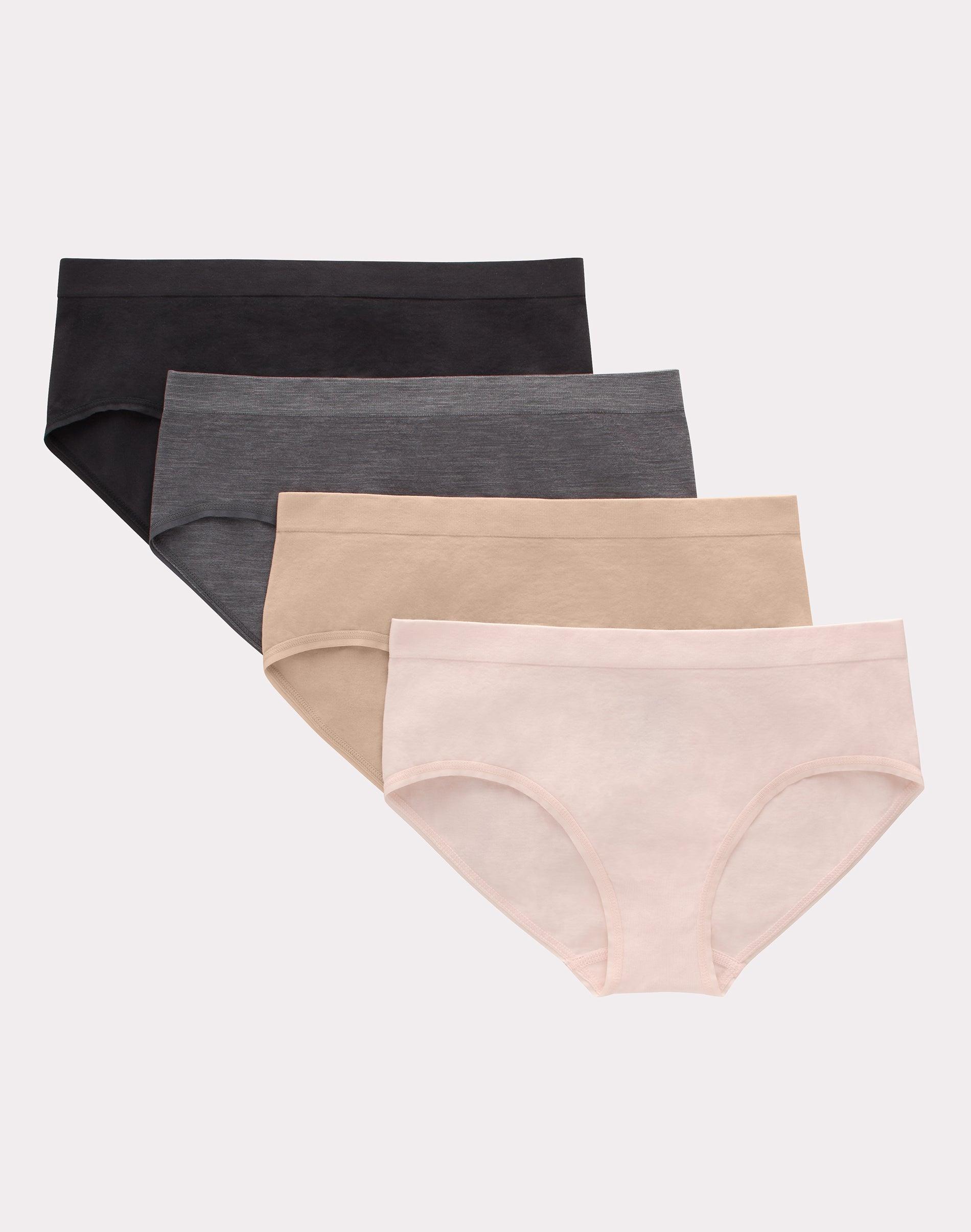 hanes girls' tween underwear seamless hipster pack, neutrals, 4-pack