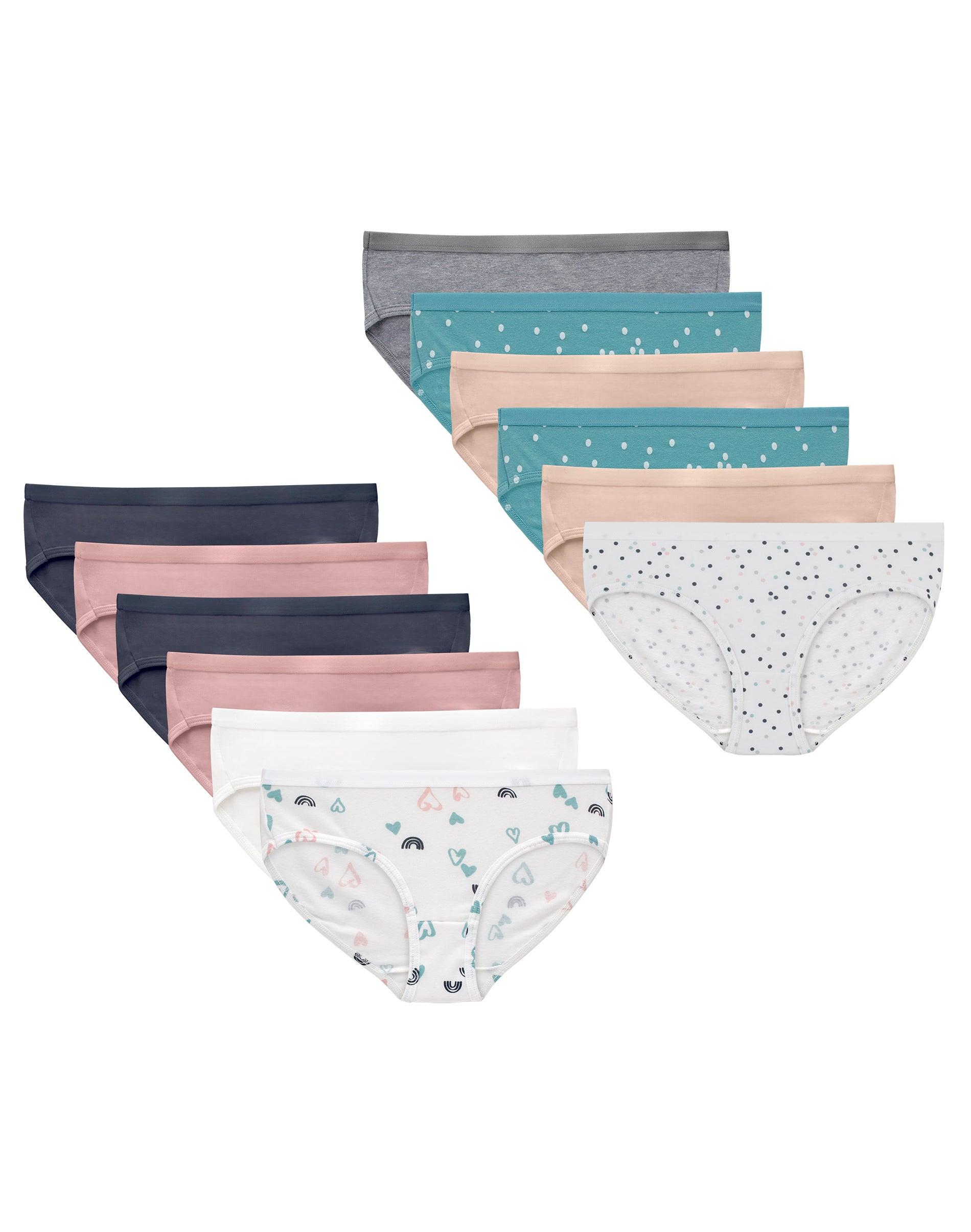 hanes girls' underwear hipsters, 12-pack, stretch-cottton, breathable