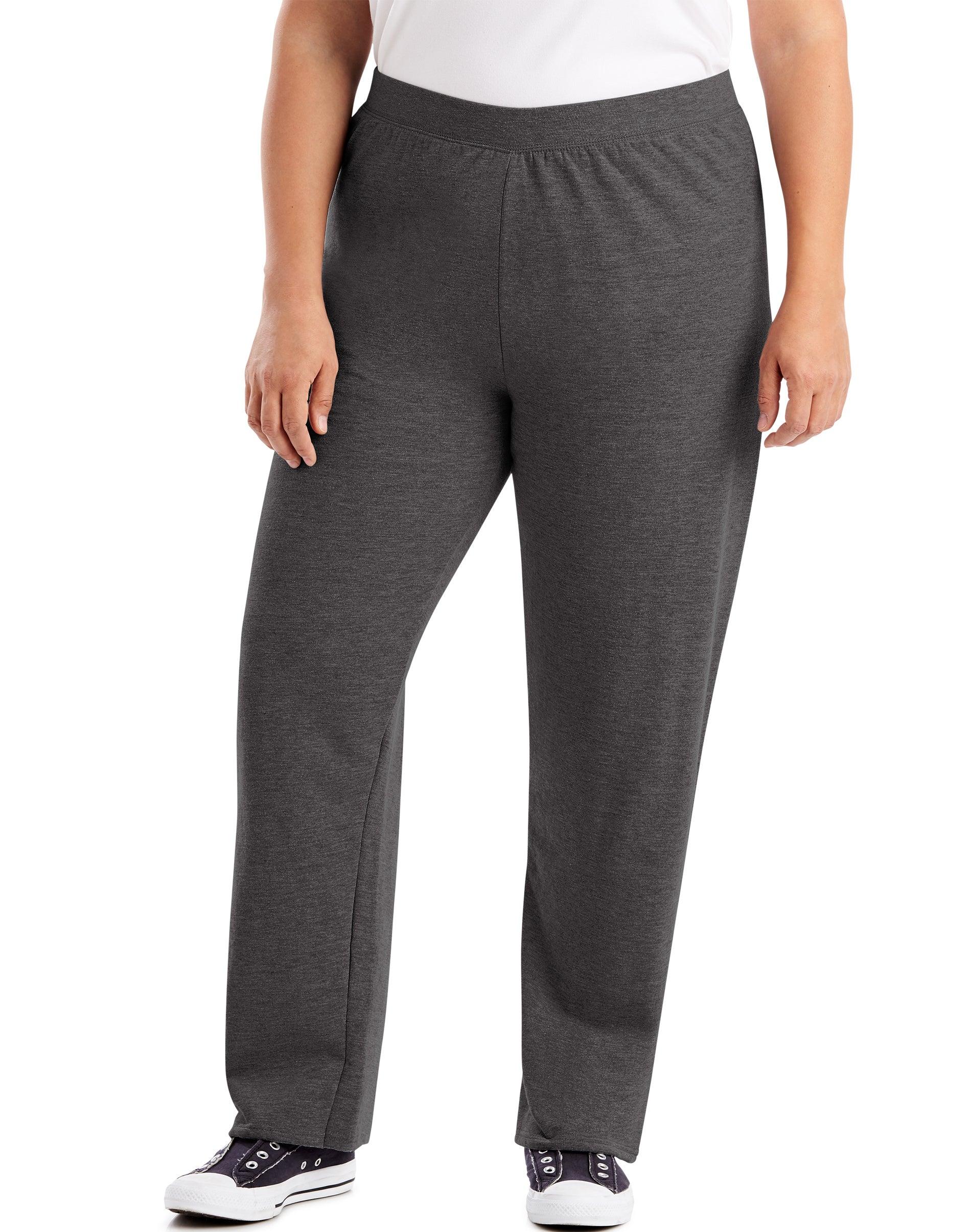 hanes just my size ecosmart women's fleece sweatpants, open leg, 28.5" (petite plus ) slate heather 1x