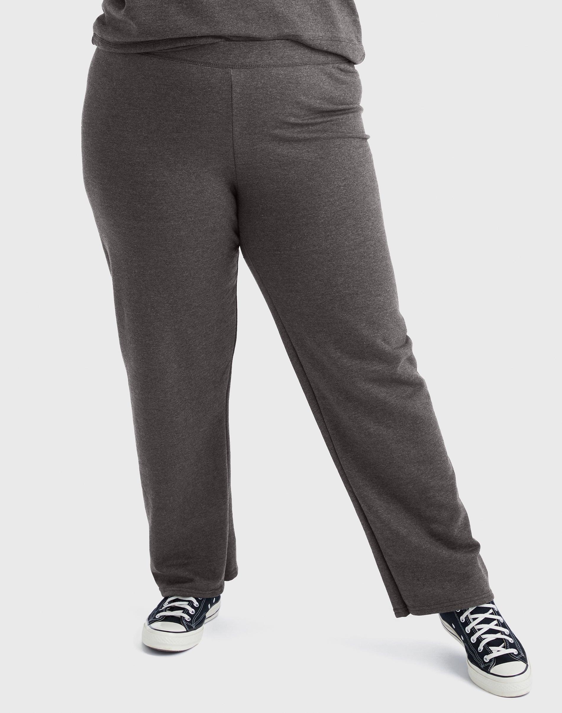 hanes just my size ecosmart women's fleece sweatpants, open leg, 30.5" (plus ) slate