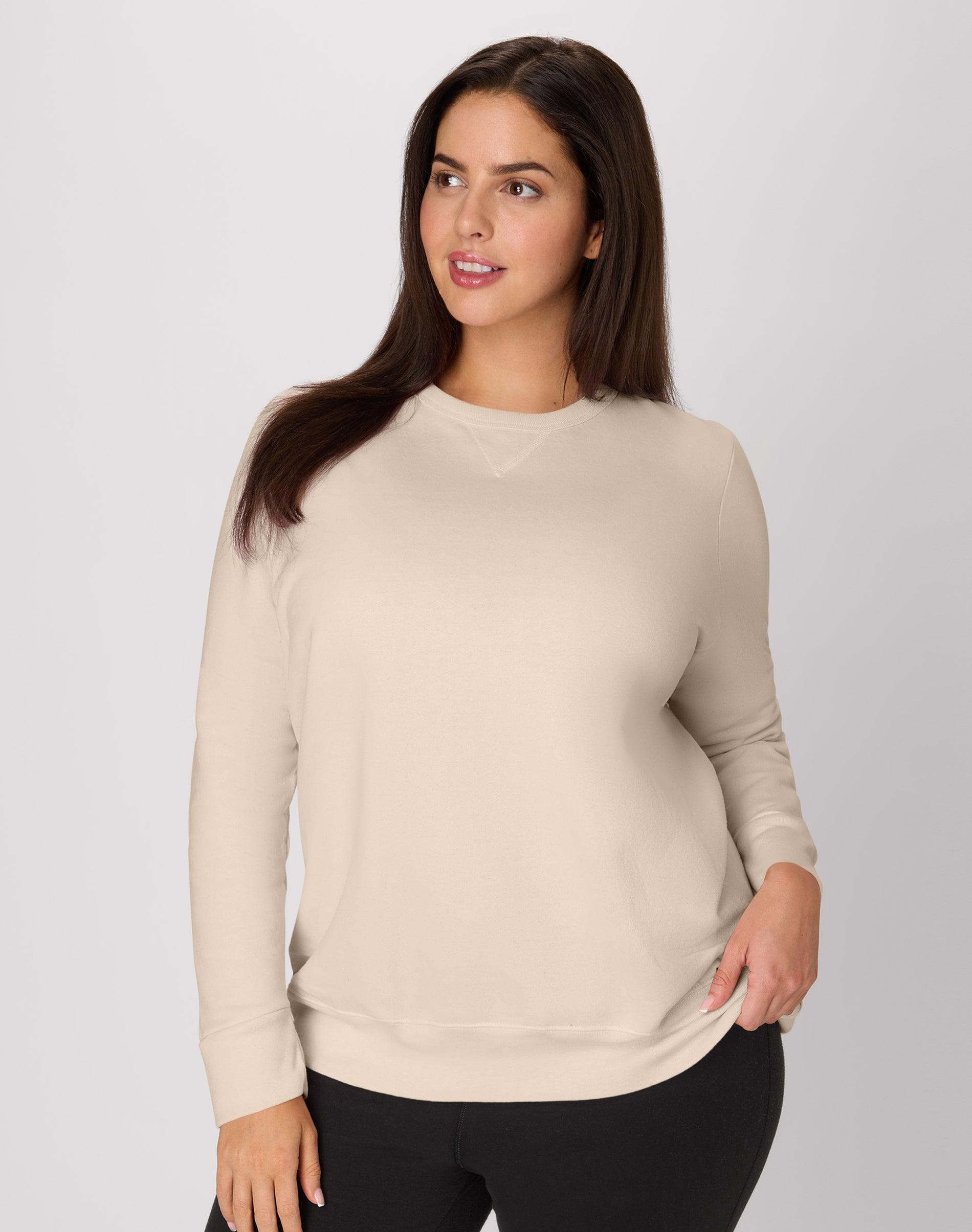 hanes just my size ecosmart women's fleece sweatshirt, v-notch (plus ) champagne