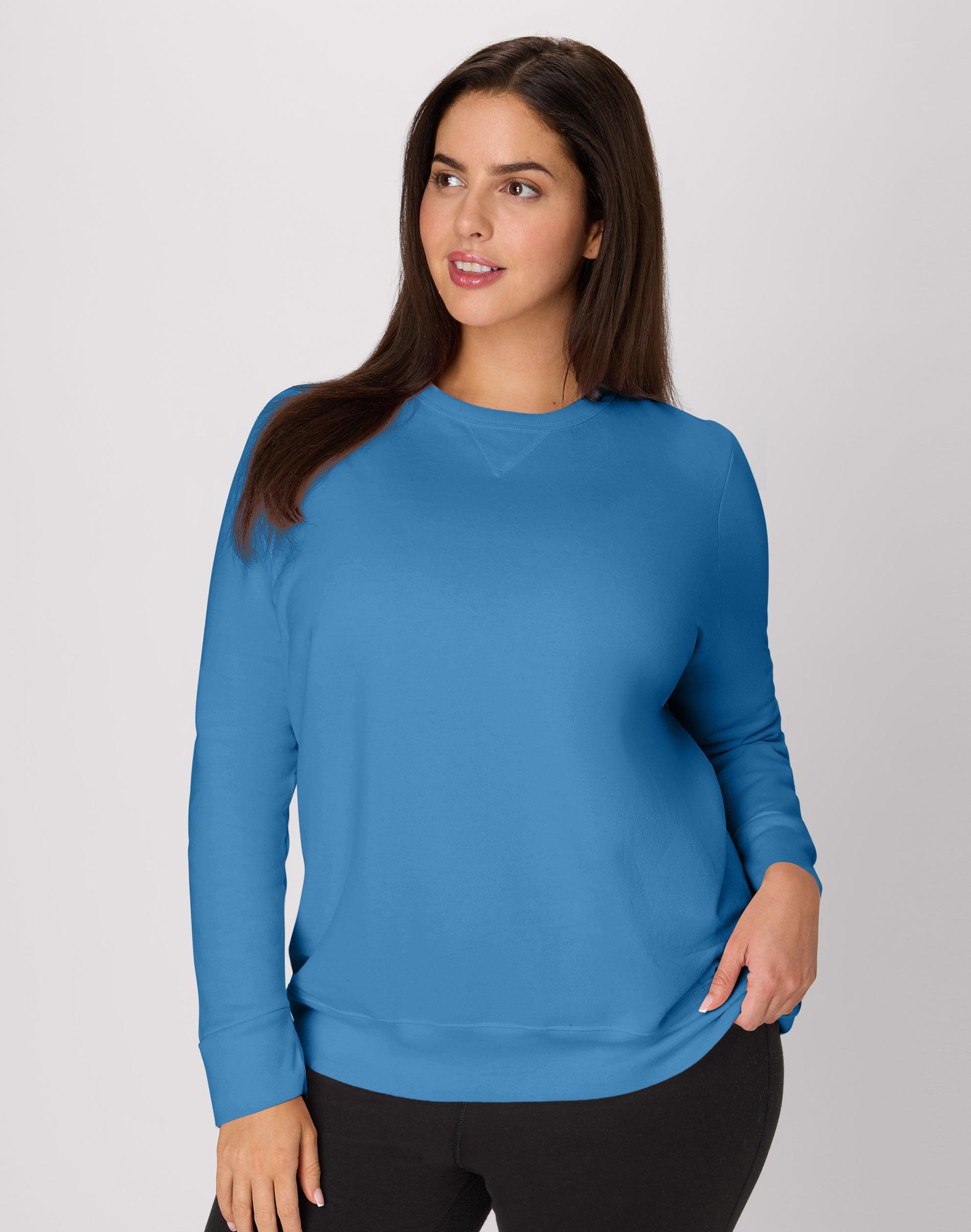 hanes just my size ecosmart women's fleece sweatshirt, v-notch (plus ) denim