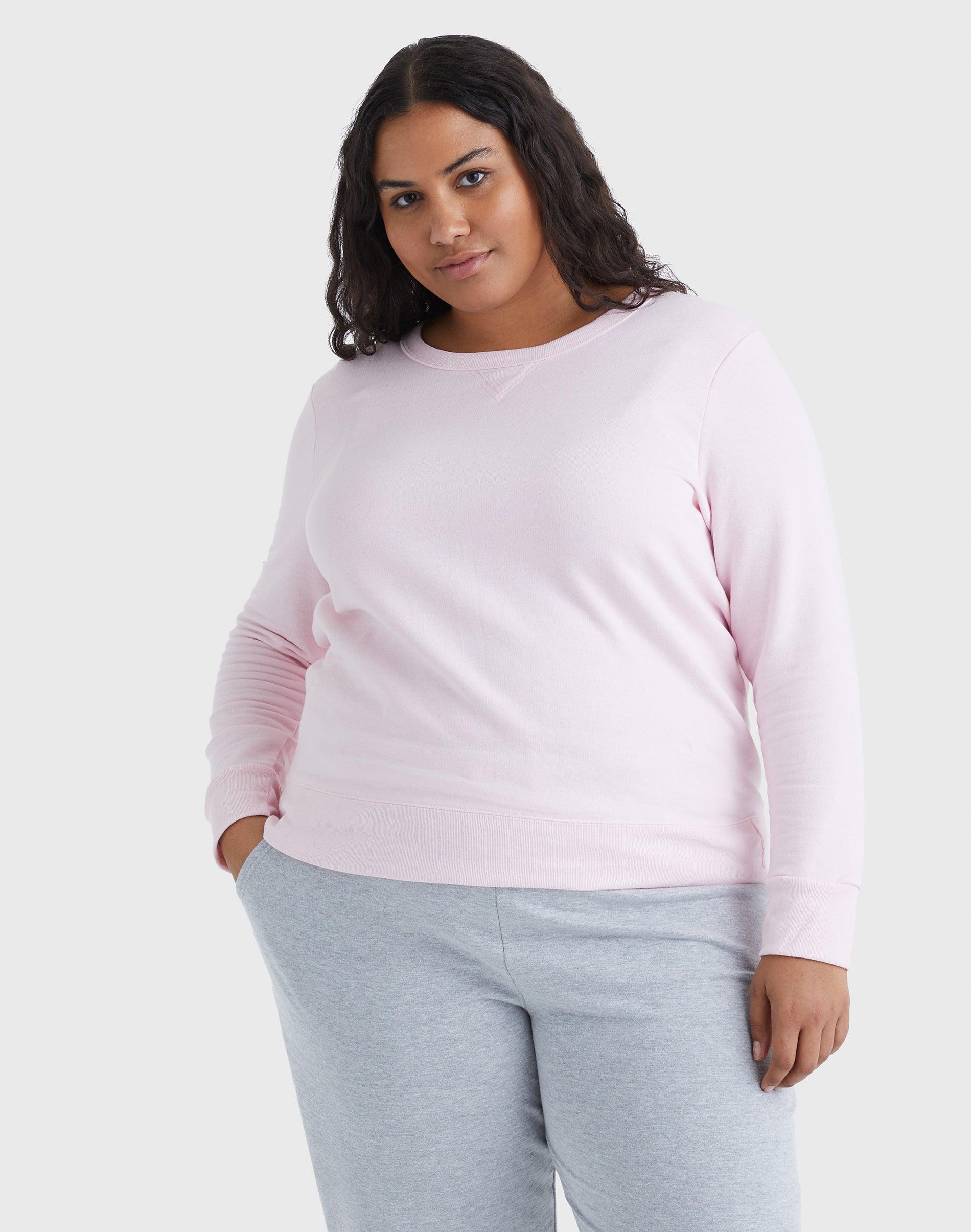 hanes just my size ecosmart women's fleece sweatshirt, v-notch (plus ) pale