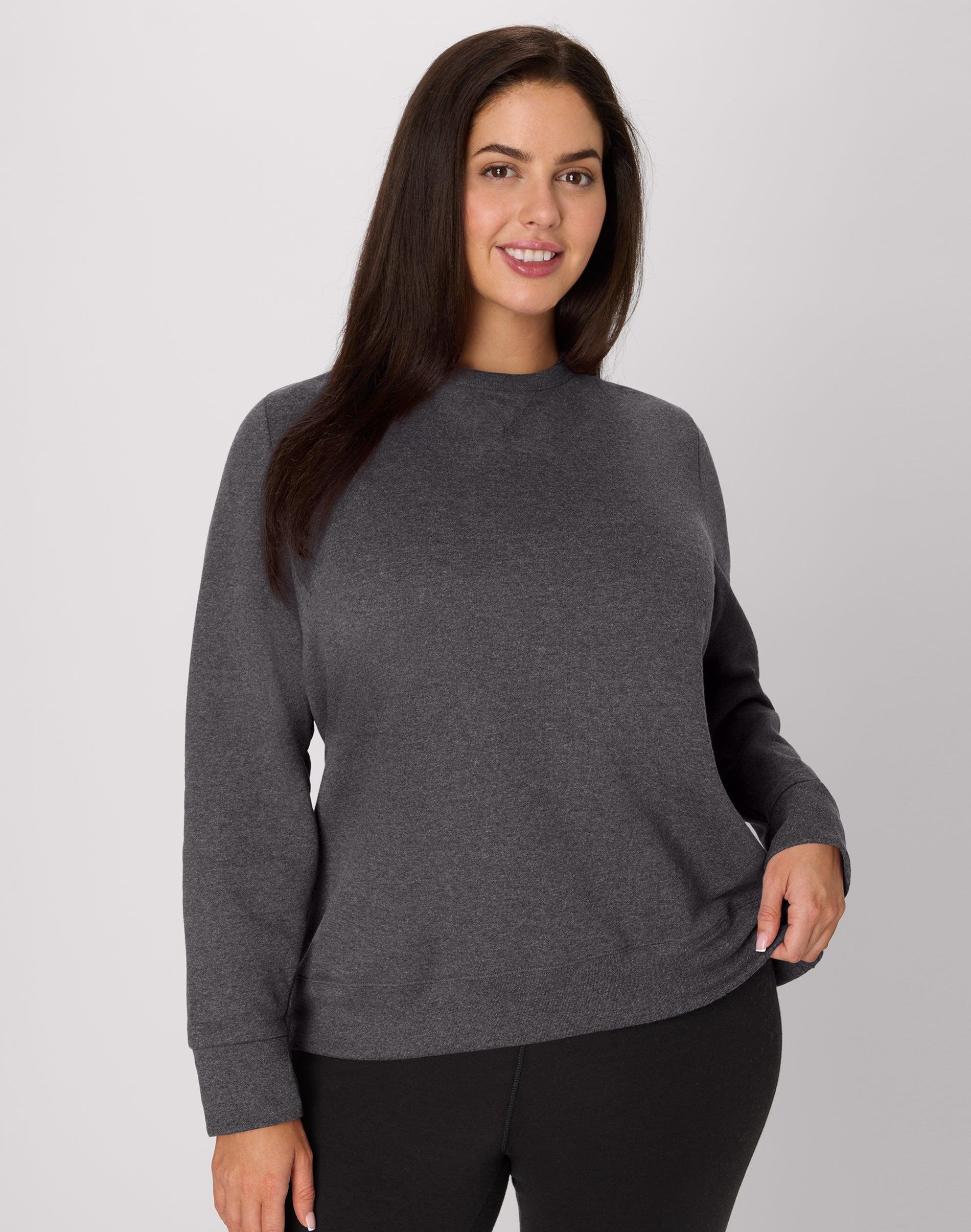 hanes just my size ecosmart women's fleece sweatshirt, v-notch (plus ) slate