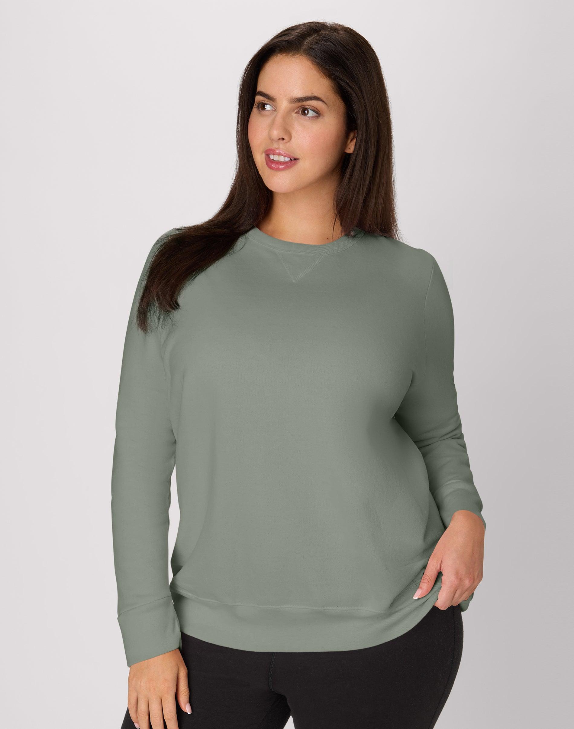 hanes just my size ecosmart women's fleece sweatshirt, v-notch (plus ) stonewashed
