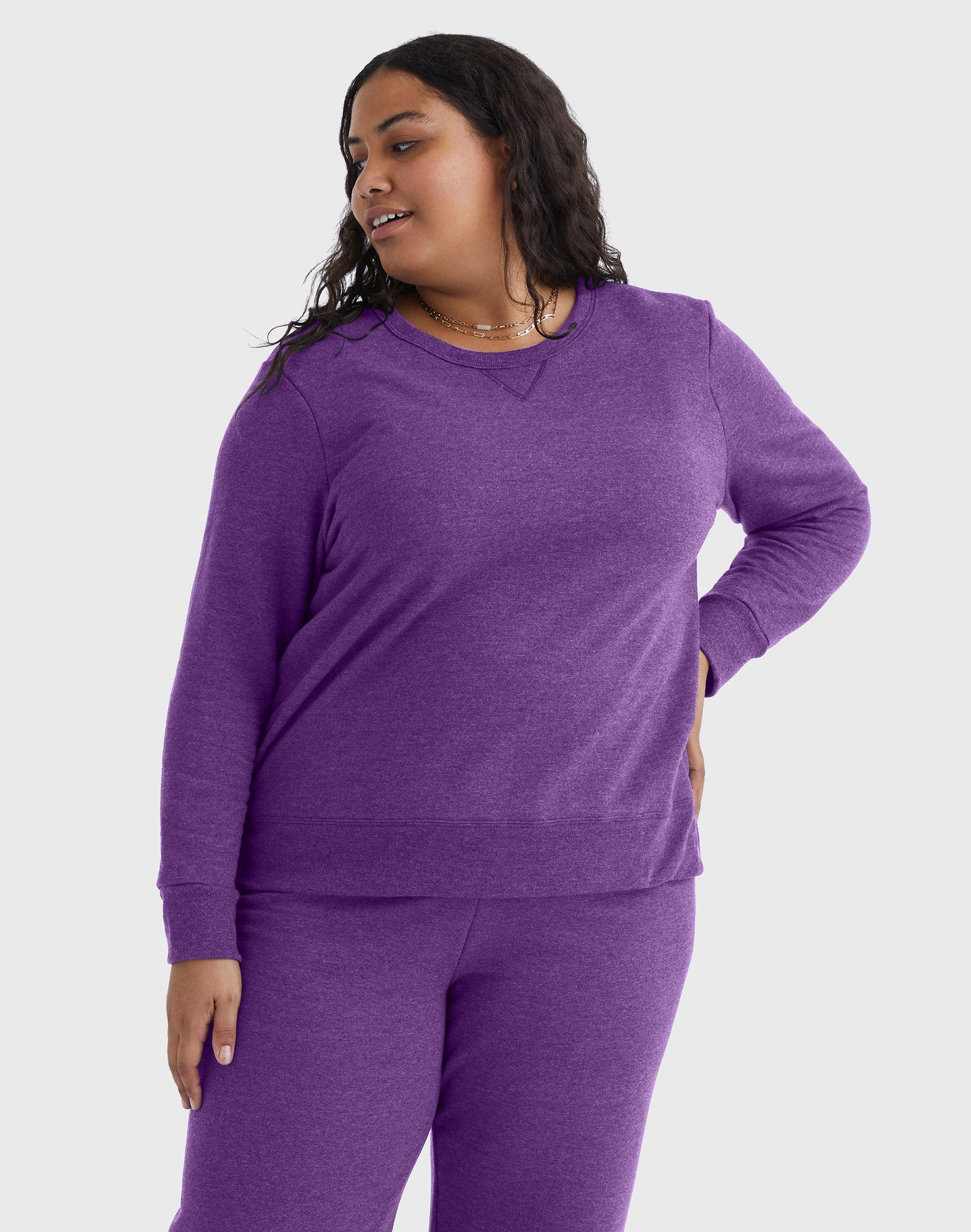 hanes just my size ecosmart women's fleece sweatshirt, v-notch (plus ) violet splendor