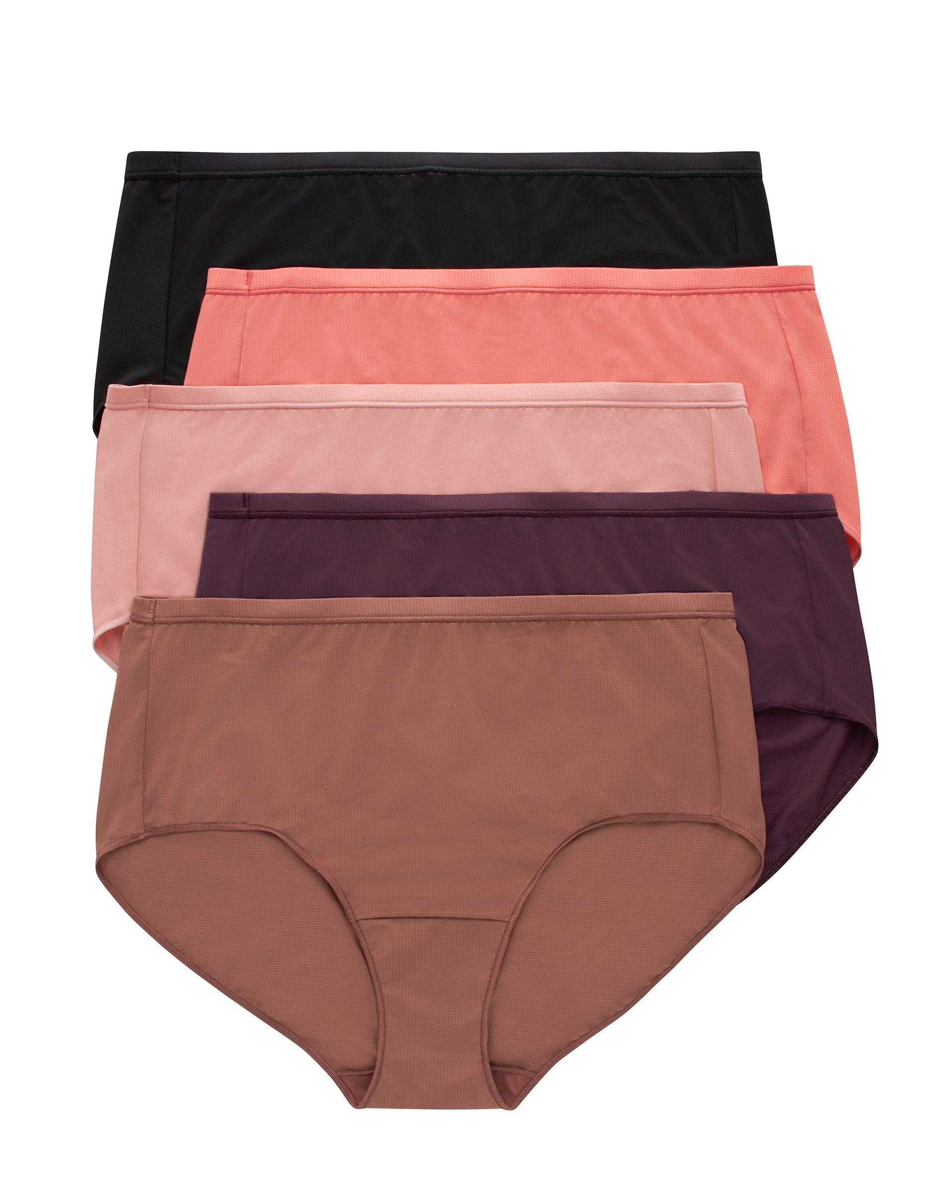 hanes just my size women's breathable mesh brief underwear, 5-pack (plus )