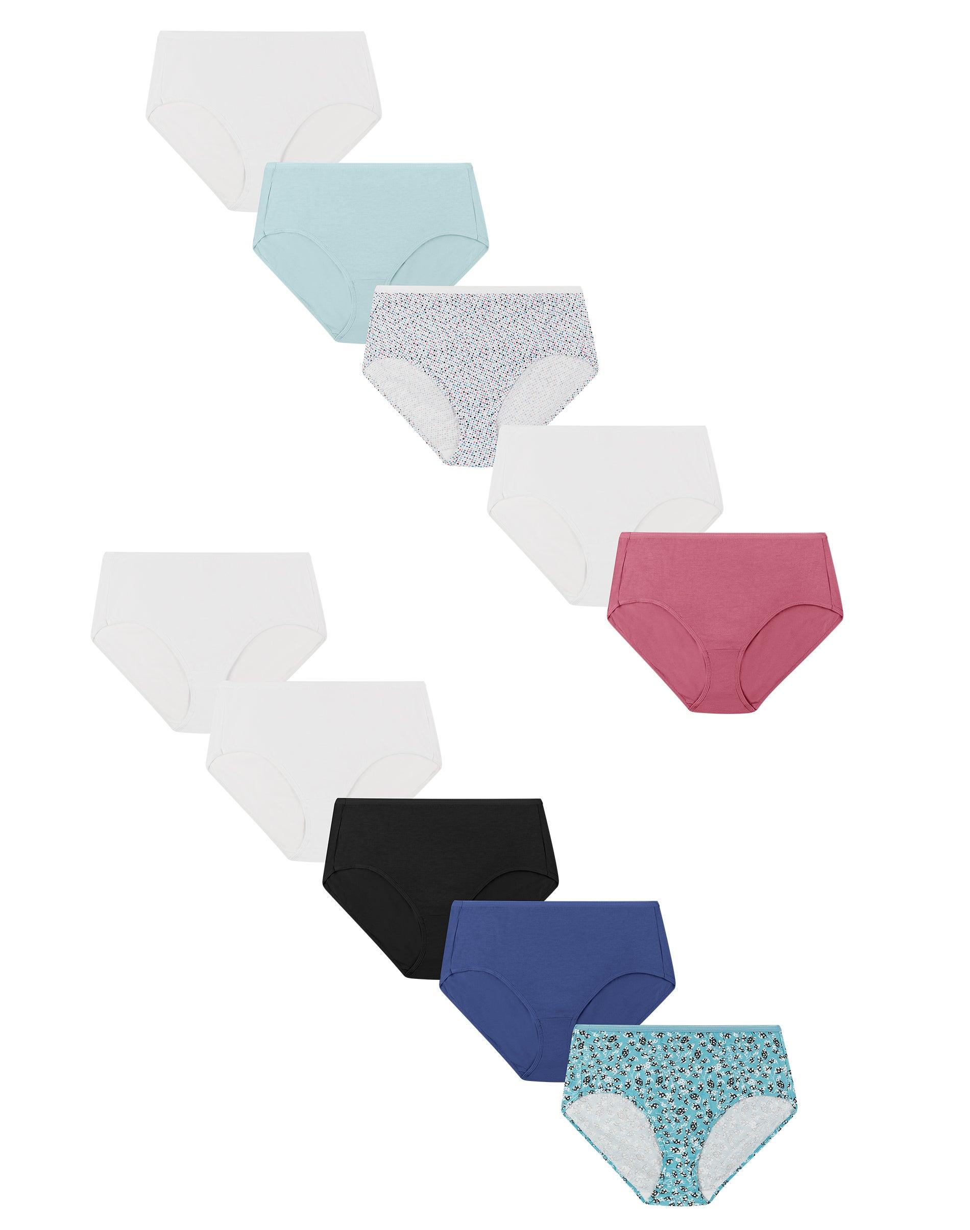 hanes just my size women's cotton brief underwear, assorted, 10-pack (plus ) 9