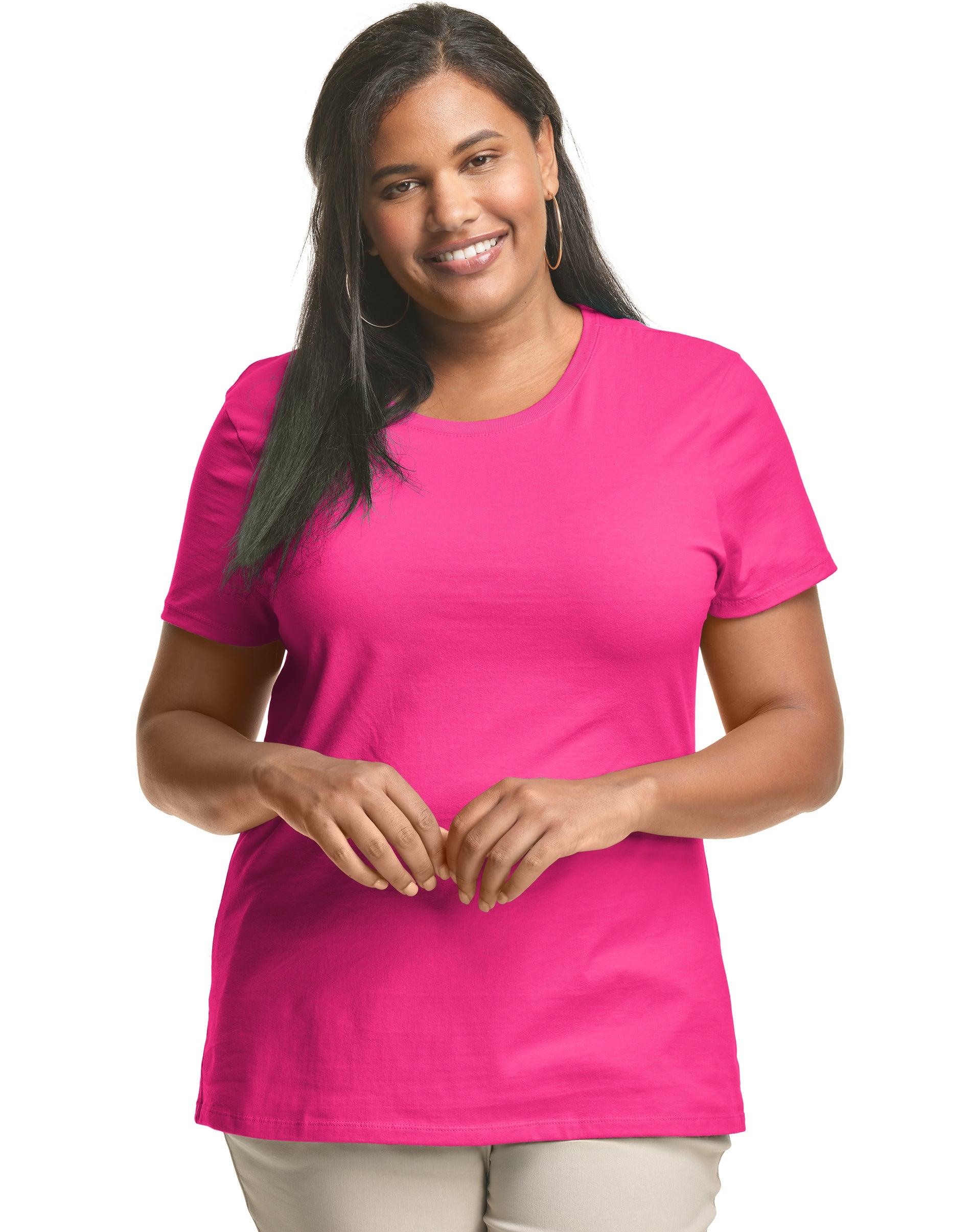 hanes just my size women's cotton crewneck t-shirt (plus ) amaranth 1x