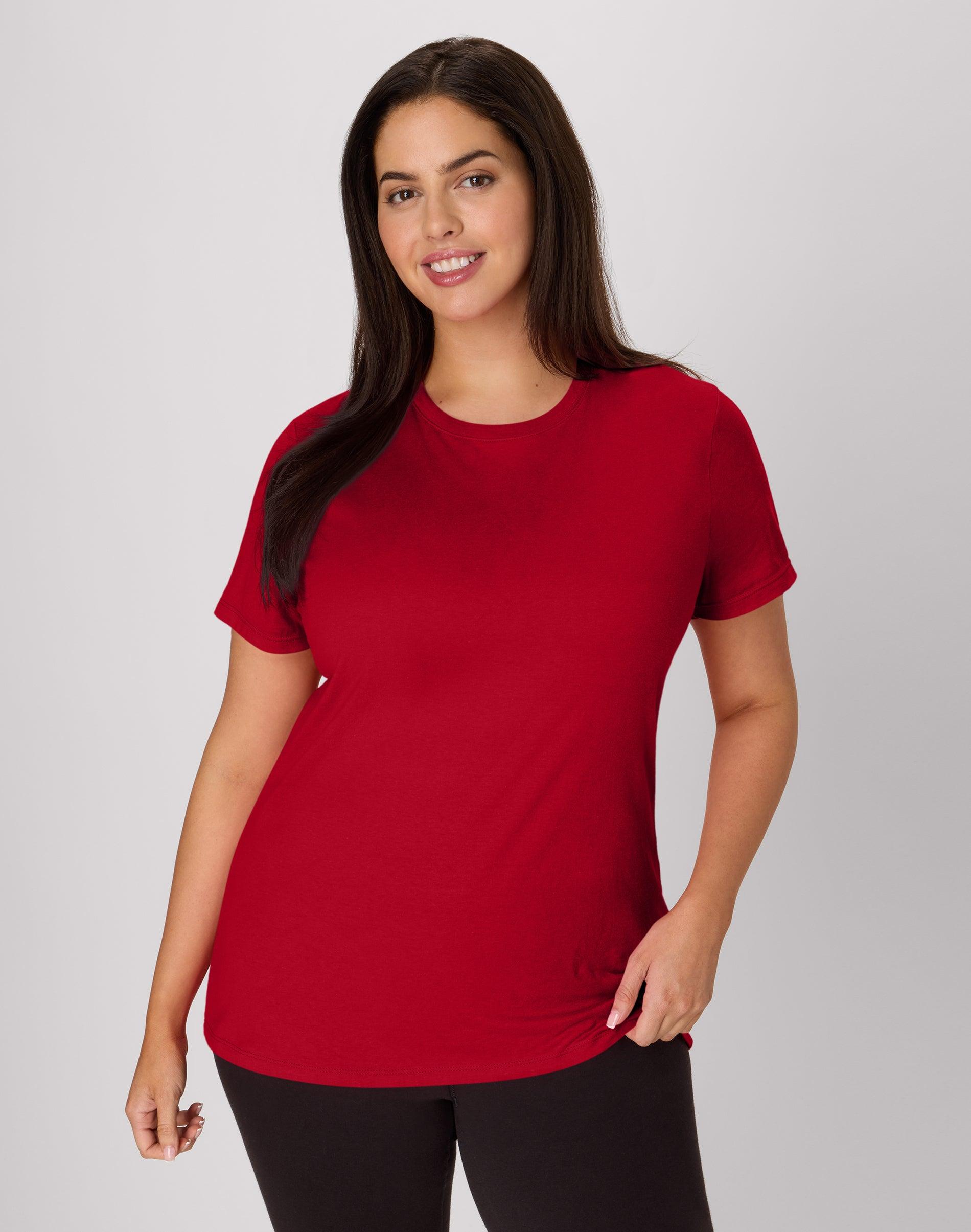 hanes just my size women's cotton crewneck t-shirt (plus ) deep red 1x