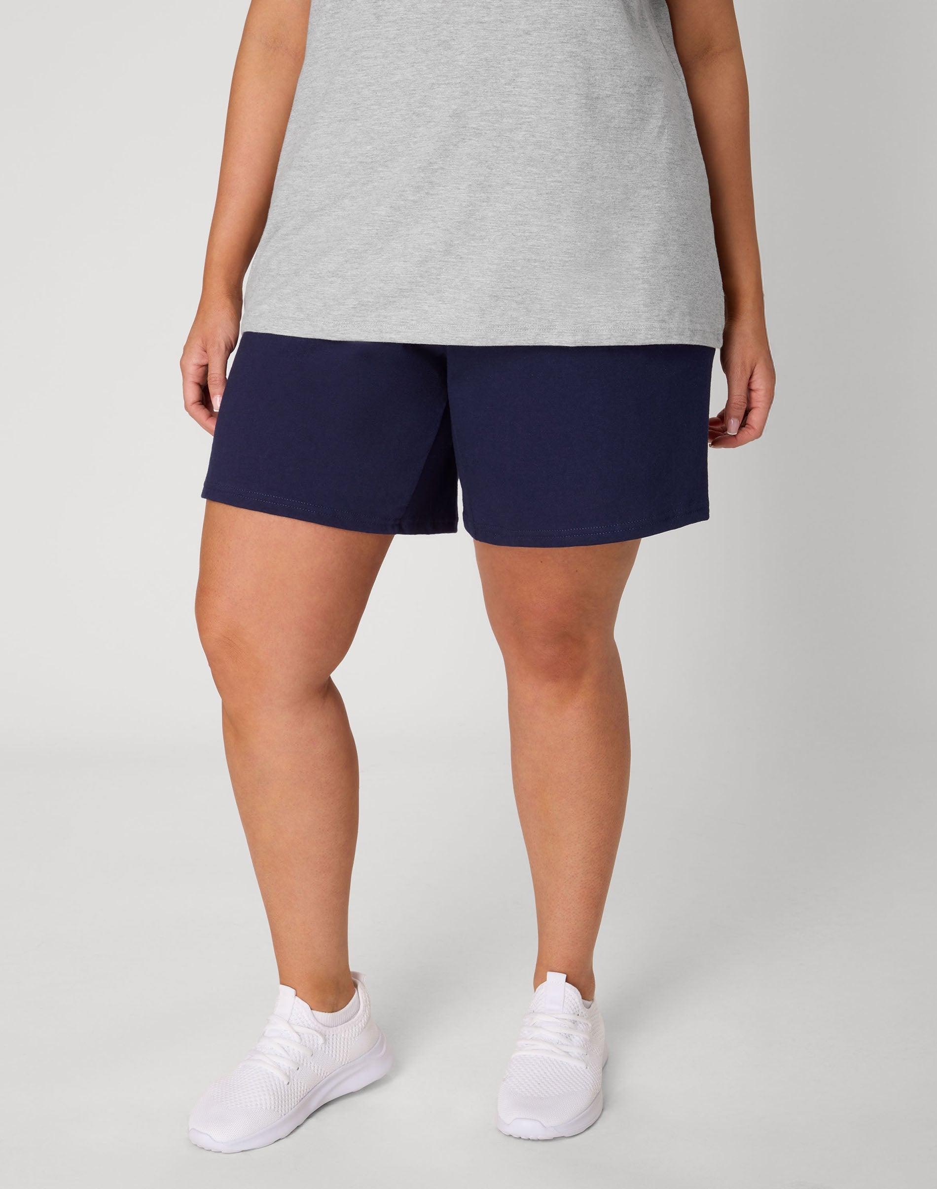 hanes just my size women's cotton jersey pull-on shorts, 7" (plus )