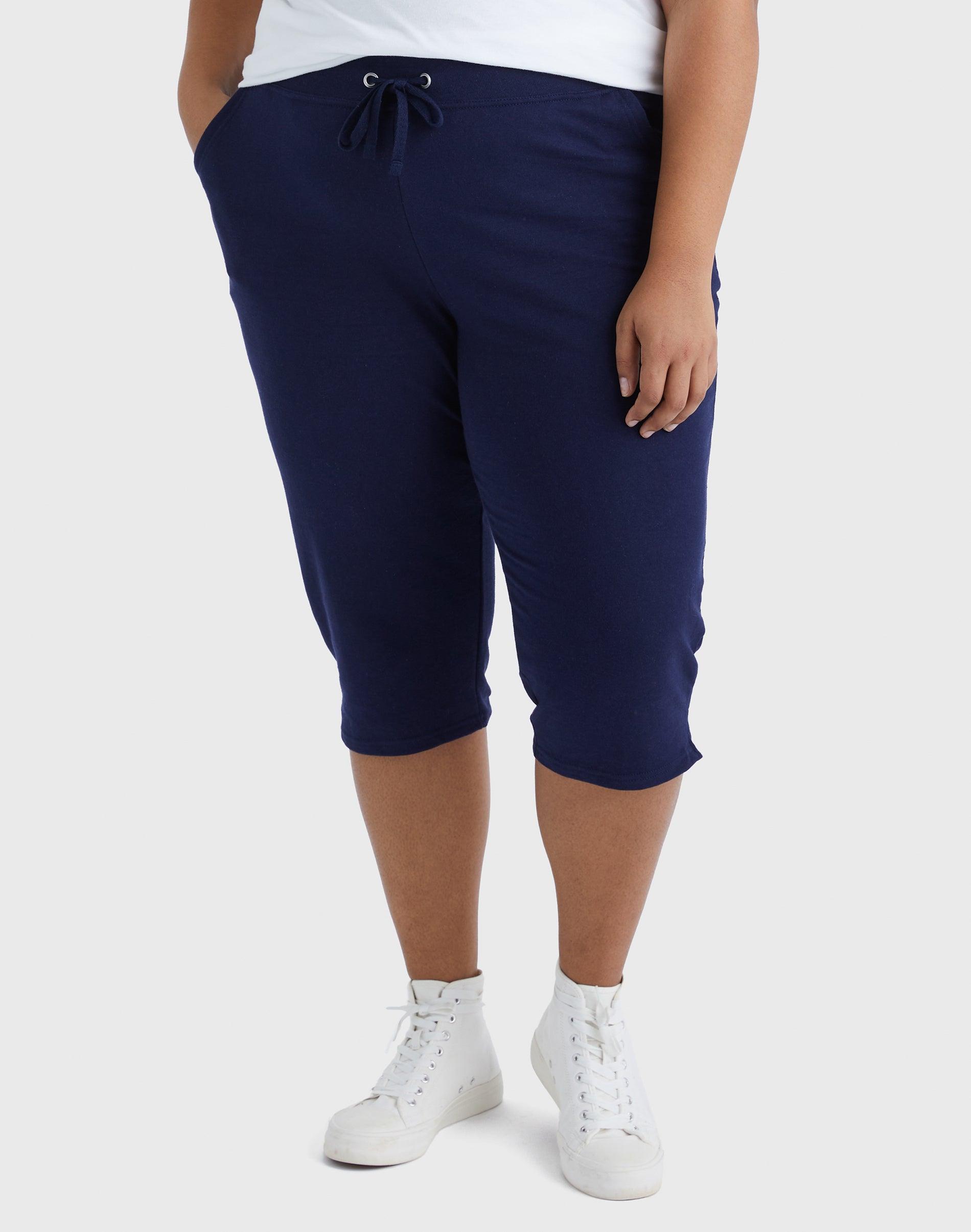 hanes just my size women's french terry capris, 19" (plus ) navy 1x