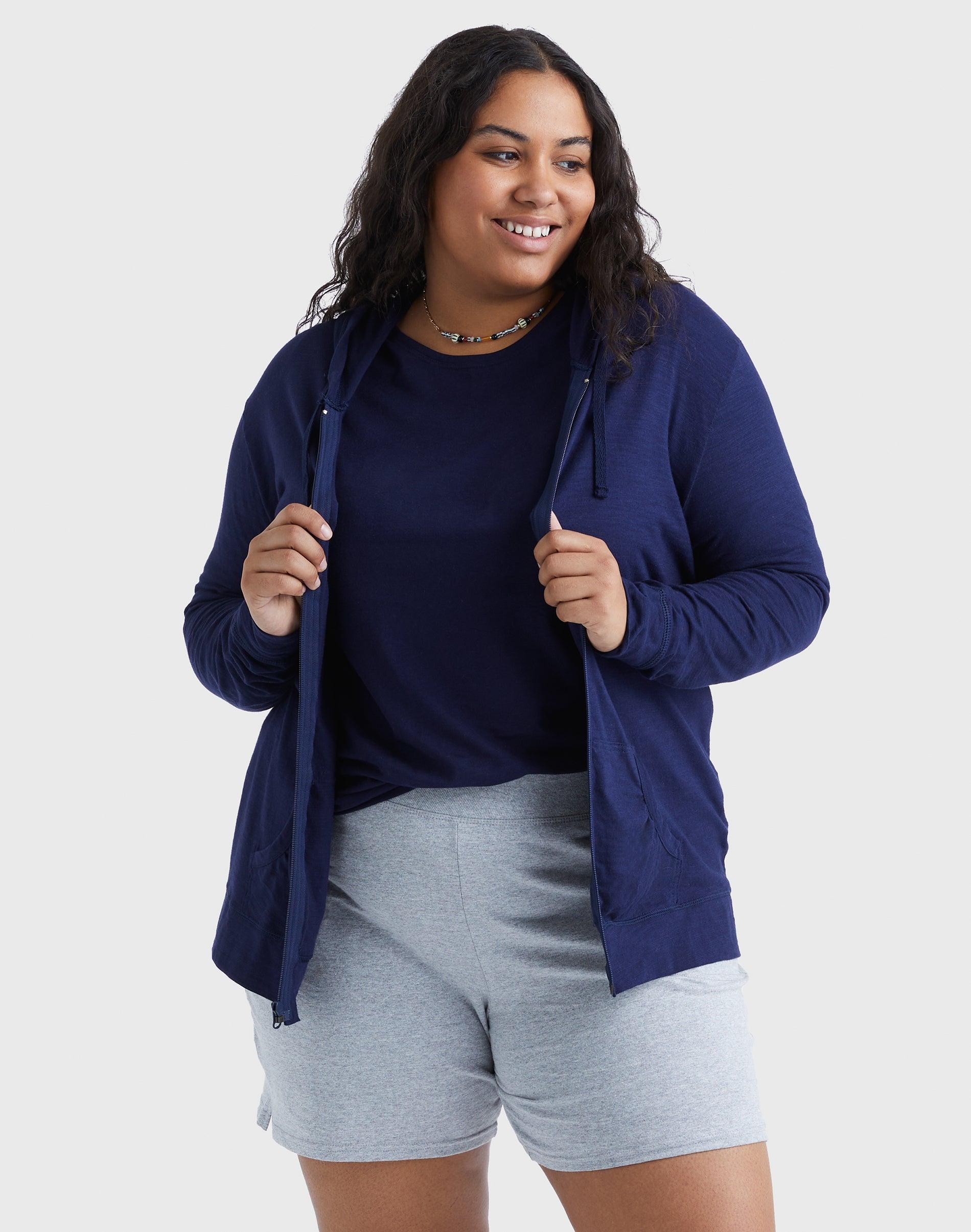 hanes just my size women's full-zip slub hoodie (plus )