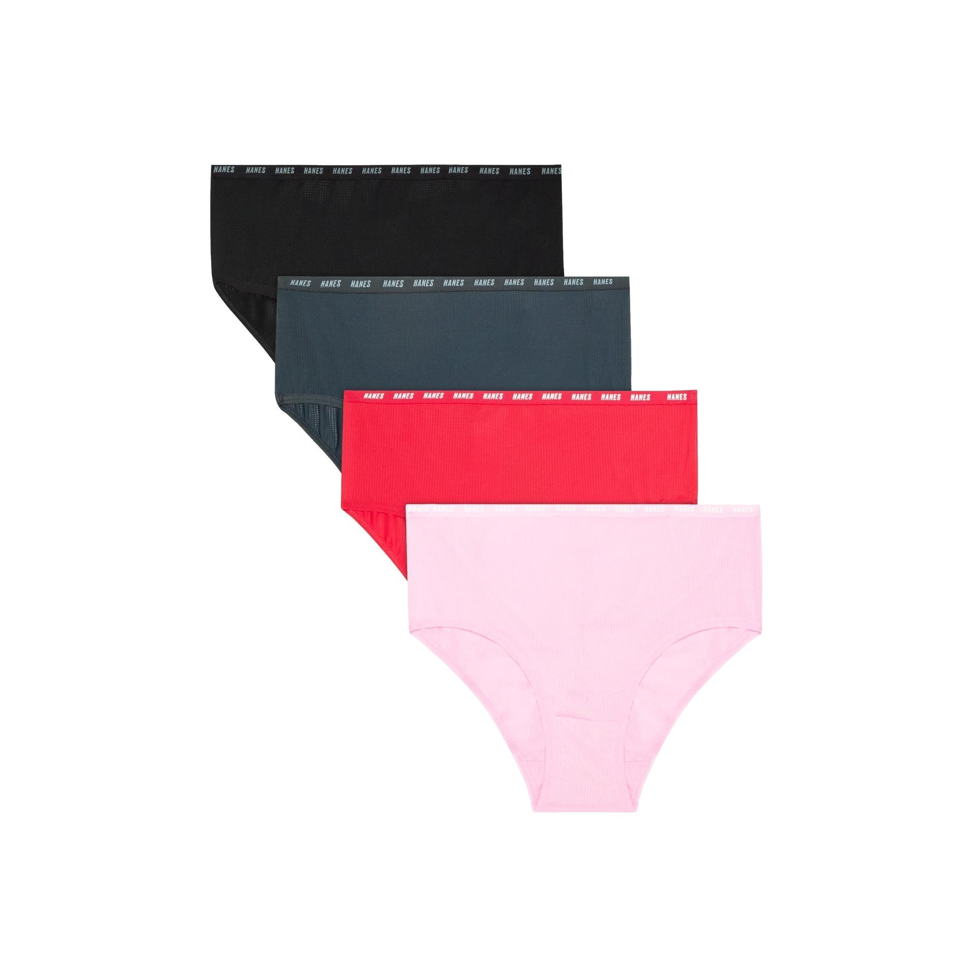 hanes moves girls' breathable stretch brief underwear, assorted solids,