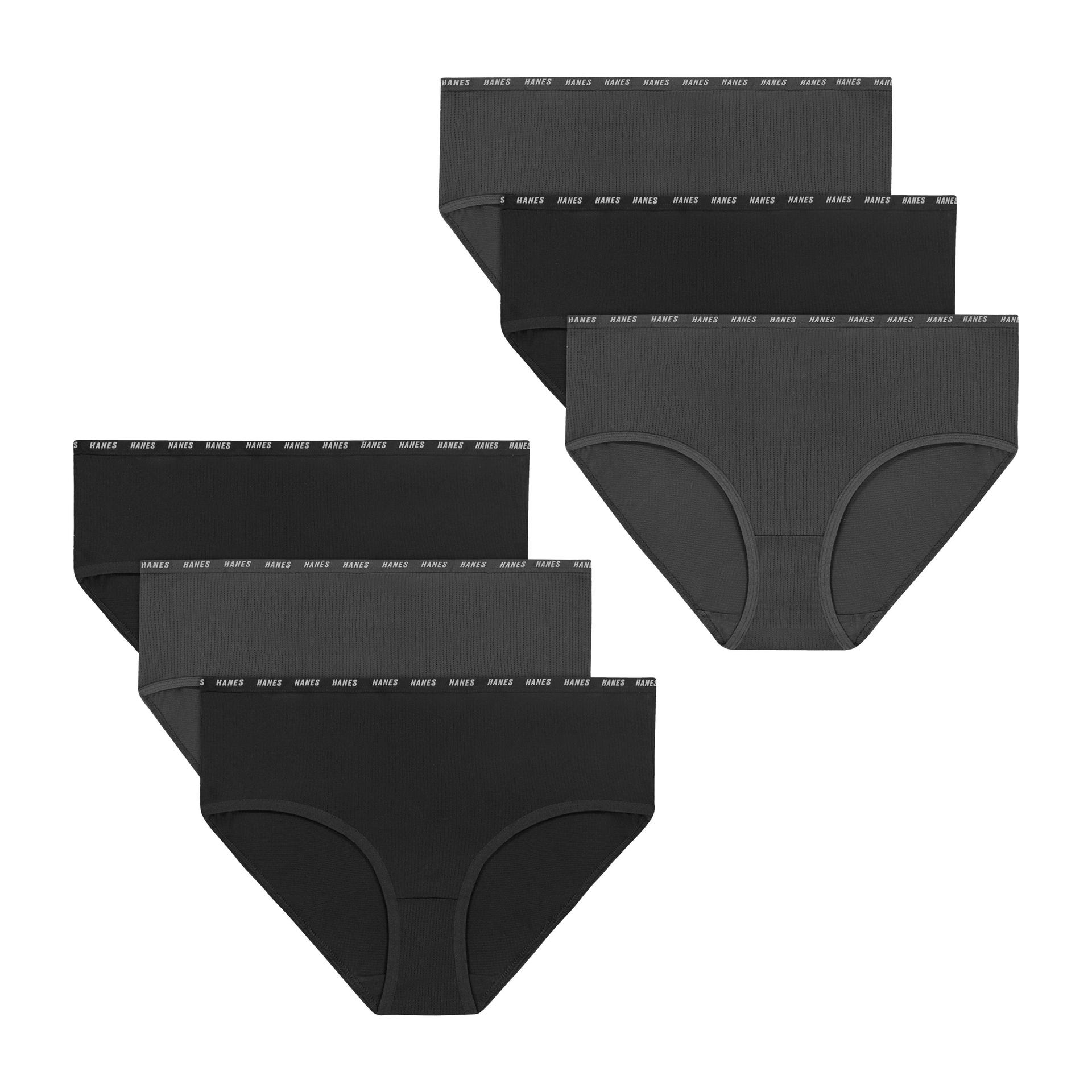 hanes moves girls' underwear briefs, 6-pack, anti-odor, x-temp, moisture wicking