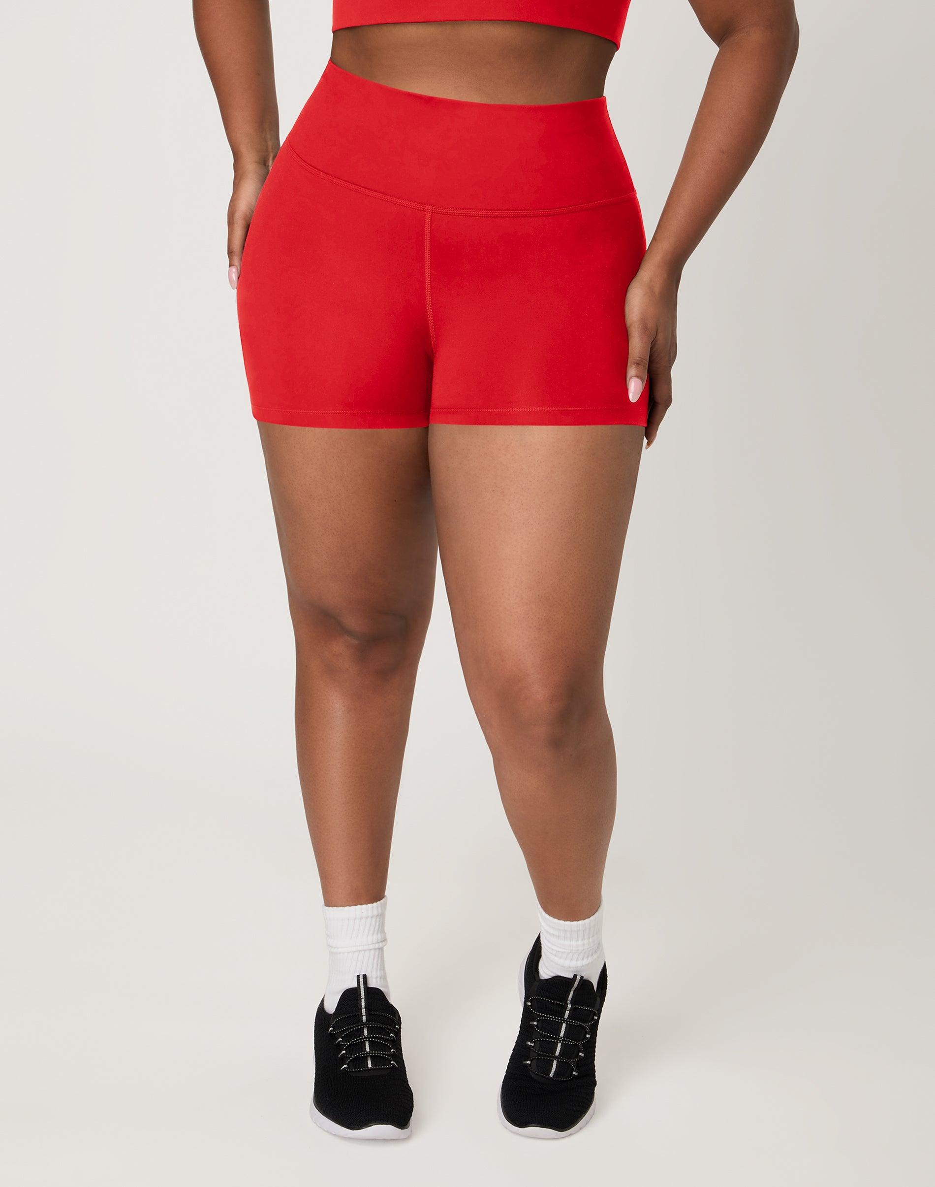hanes moves women's bike shorts, 3" holly berry red xs