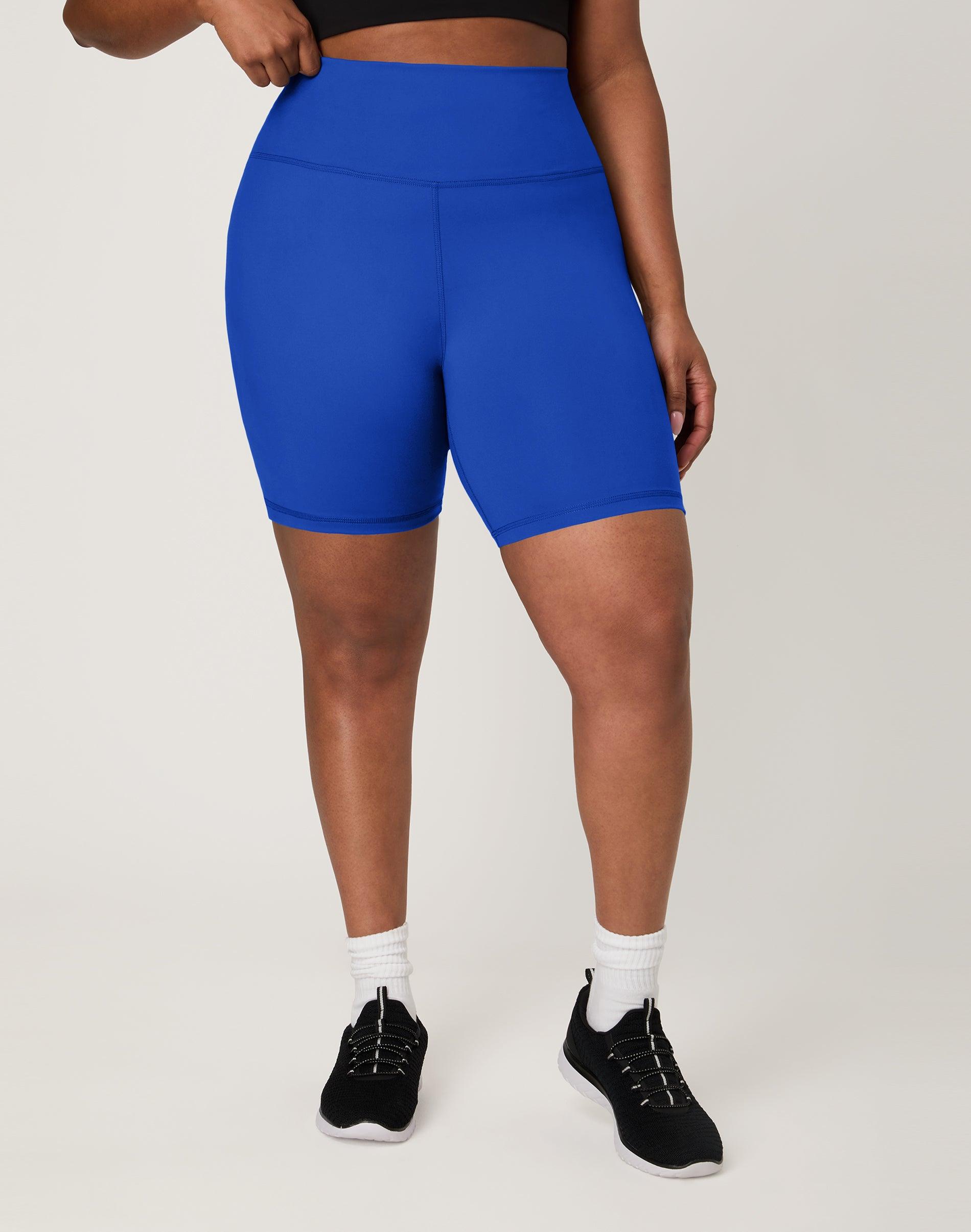 hanes moves women's bike shorts with internal pocket, 7.25" deep royal xs