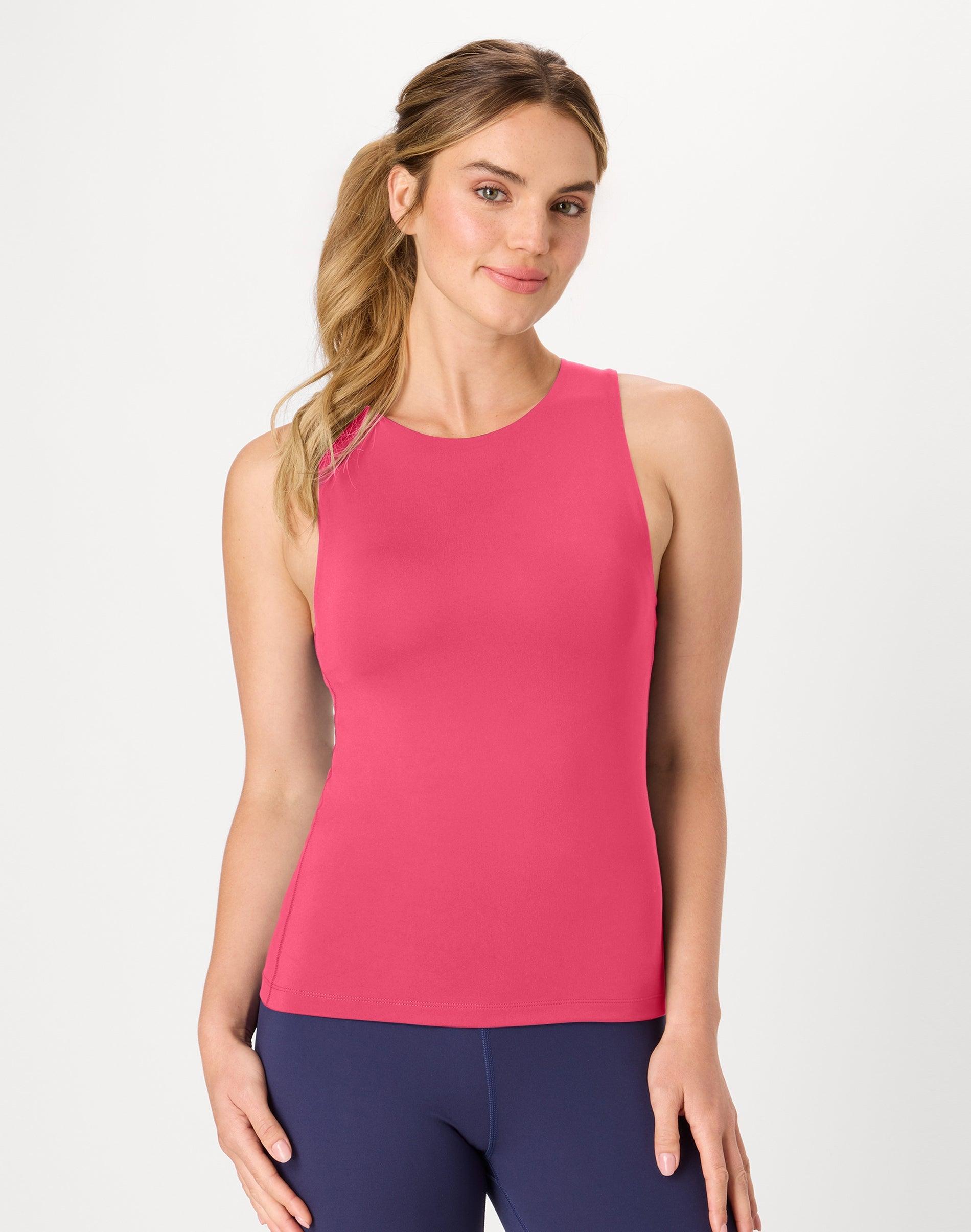 hanes moves women's padded tank pink