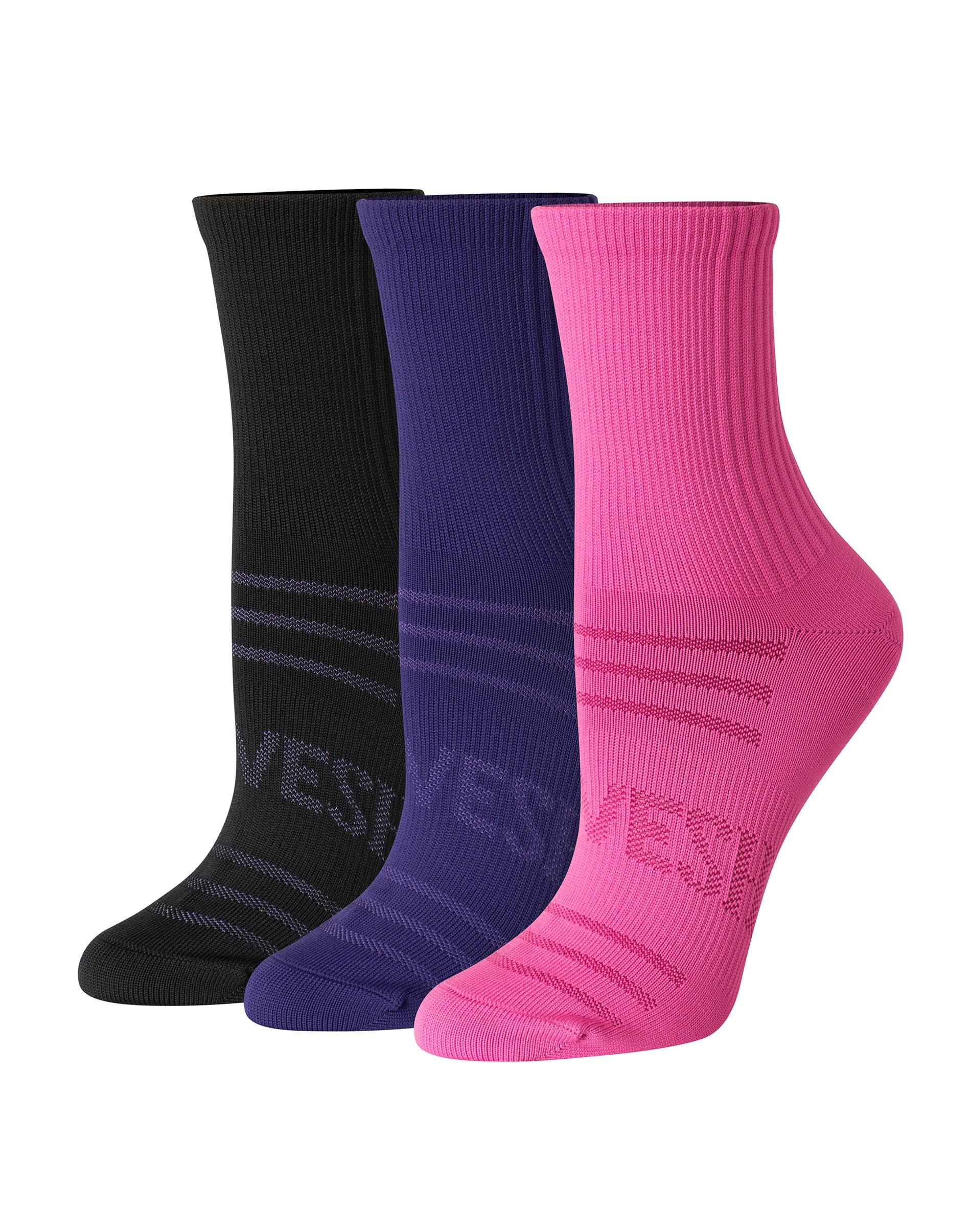 hanes moves women's seamless stretch mid crew socks, 3 pairs dark