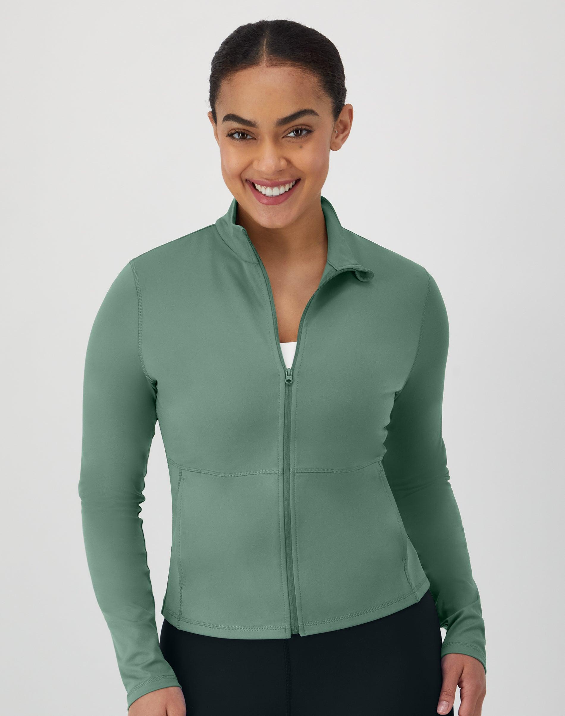 hanes moves women's studio jacket herbal olive