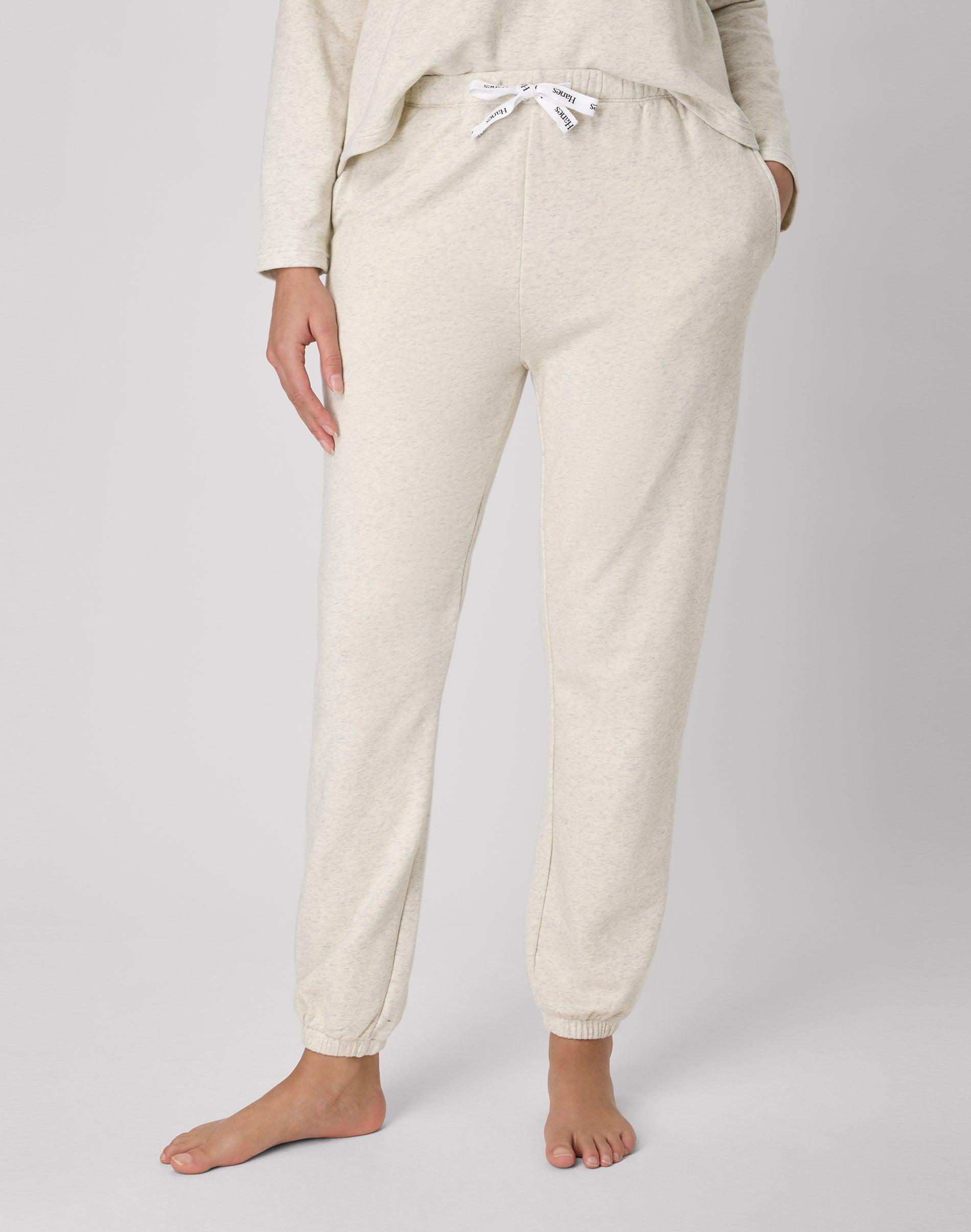 hanes originals comfywear women's french terry joggers, 28" oatmeal